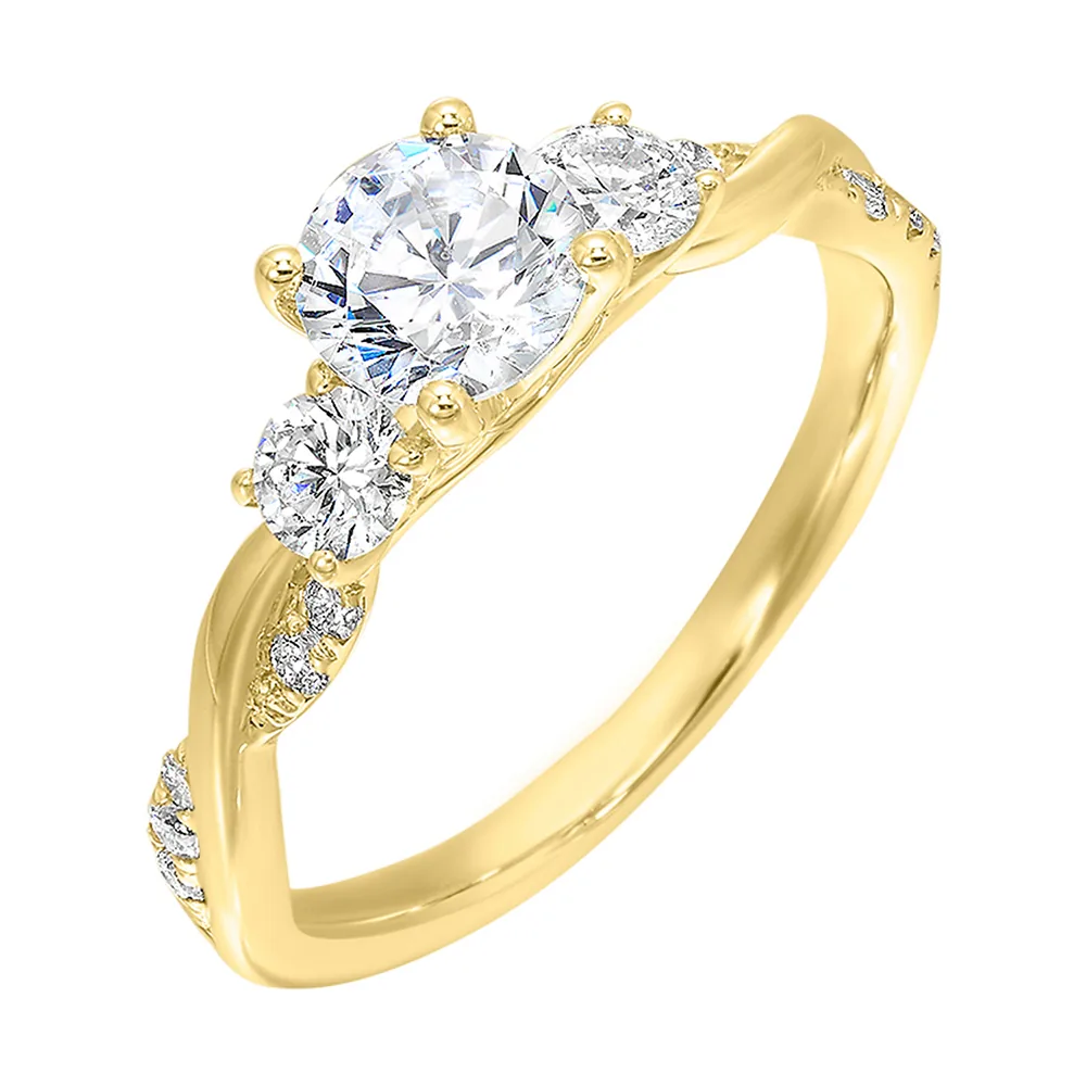 14Kt Yellow Semi Mount 1/2Ctw For 3/4Ctw Round Center view 2