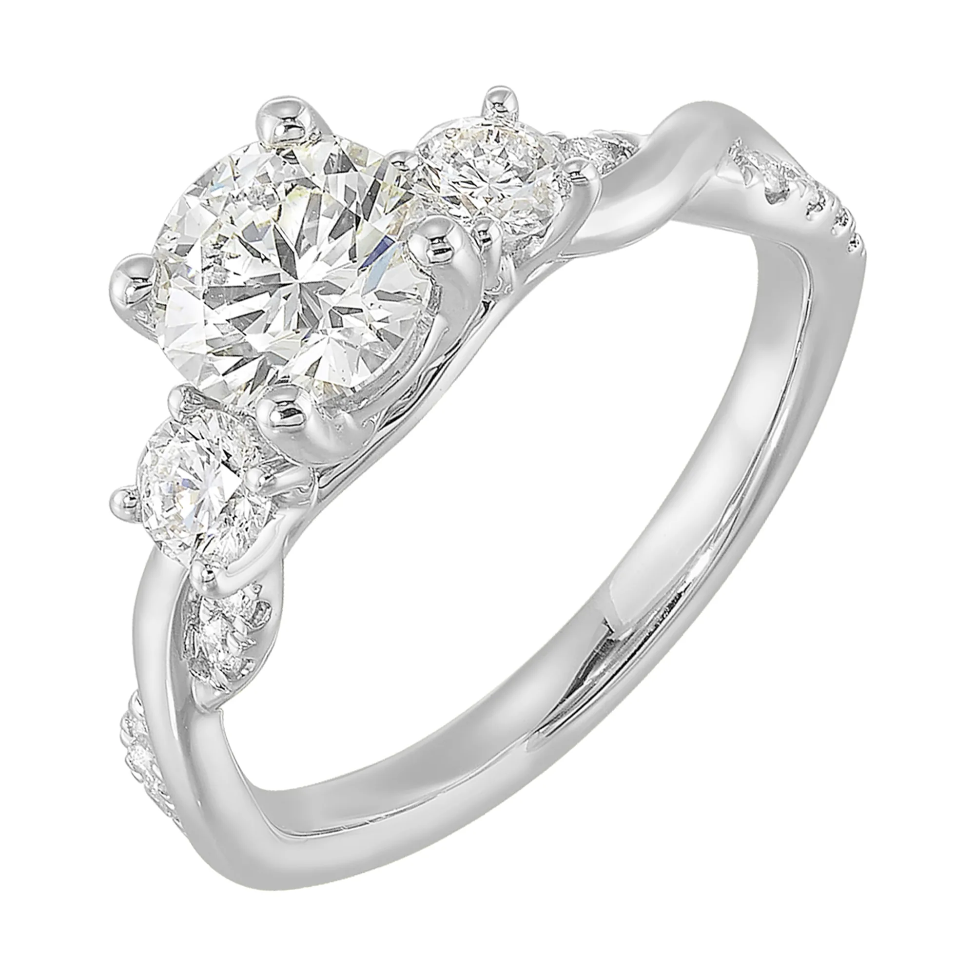 14Kt White Semi Mount 1/2Ctw For 1Ctw Round Center view 2