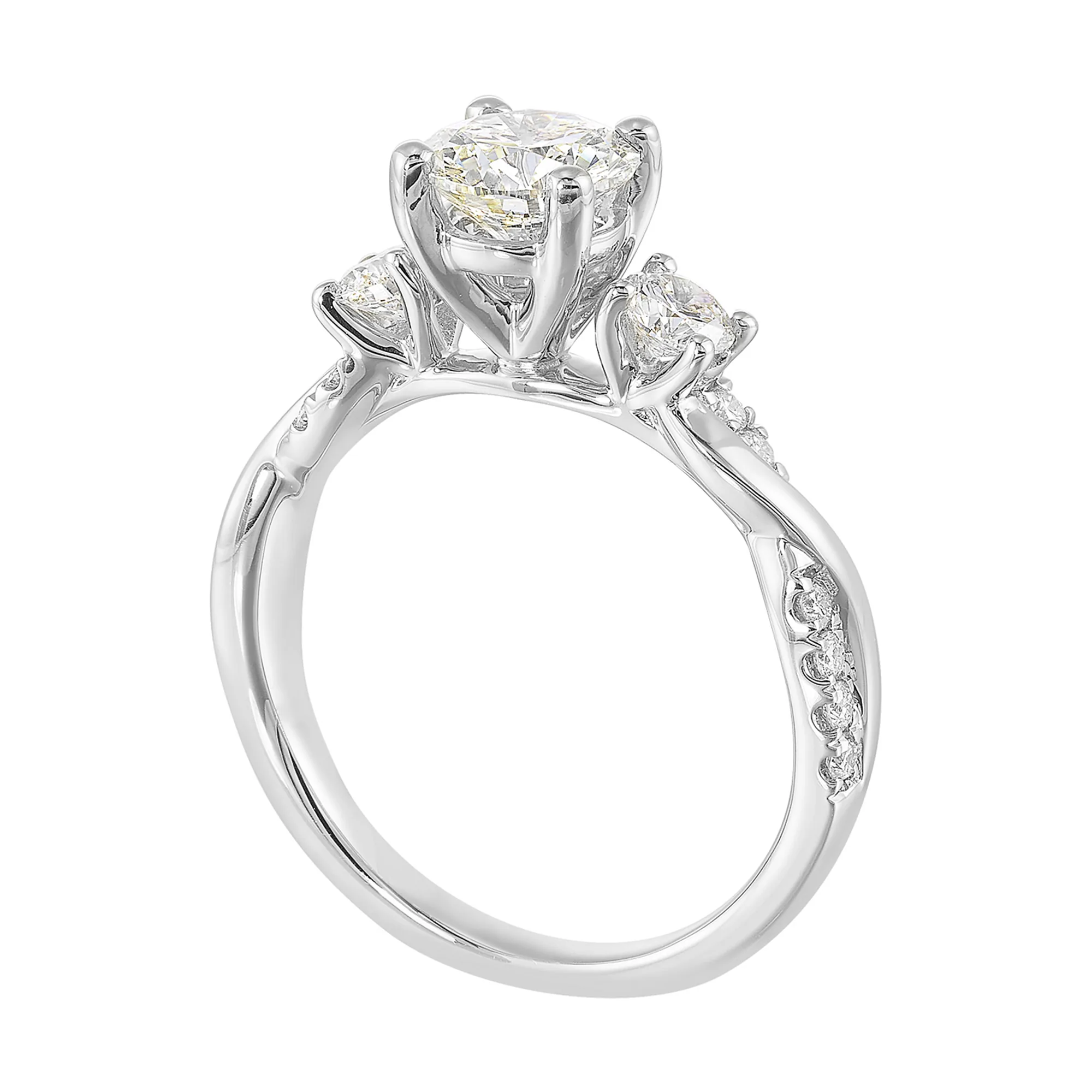 14Kt White Semi Mount 1/2Ctw For 1Ctw Round Center view 3