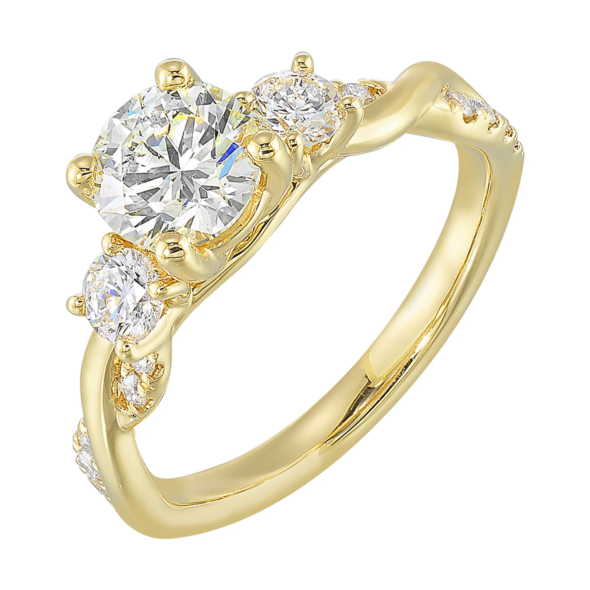 14Kt Yellow Semi Mount 1/2Ctw For 1 1/2Ctw Round Center view 2