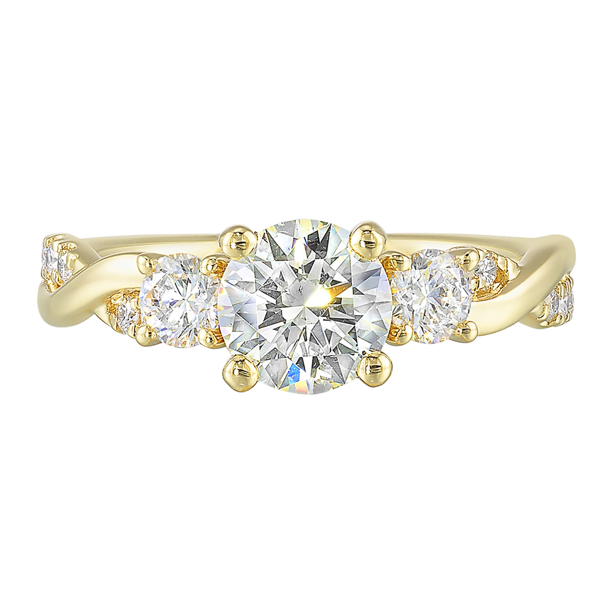 14Kt Yellow Semi Mount 1/2Ctw For 1 1/2Ctw Round Center