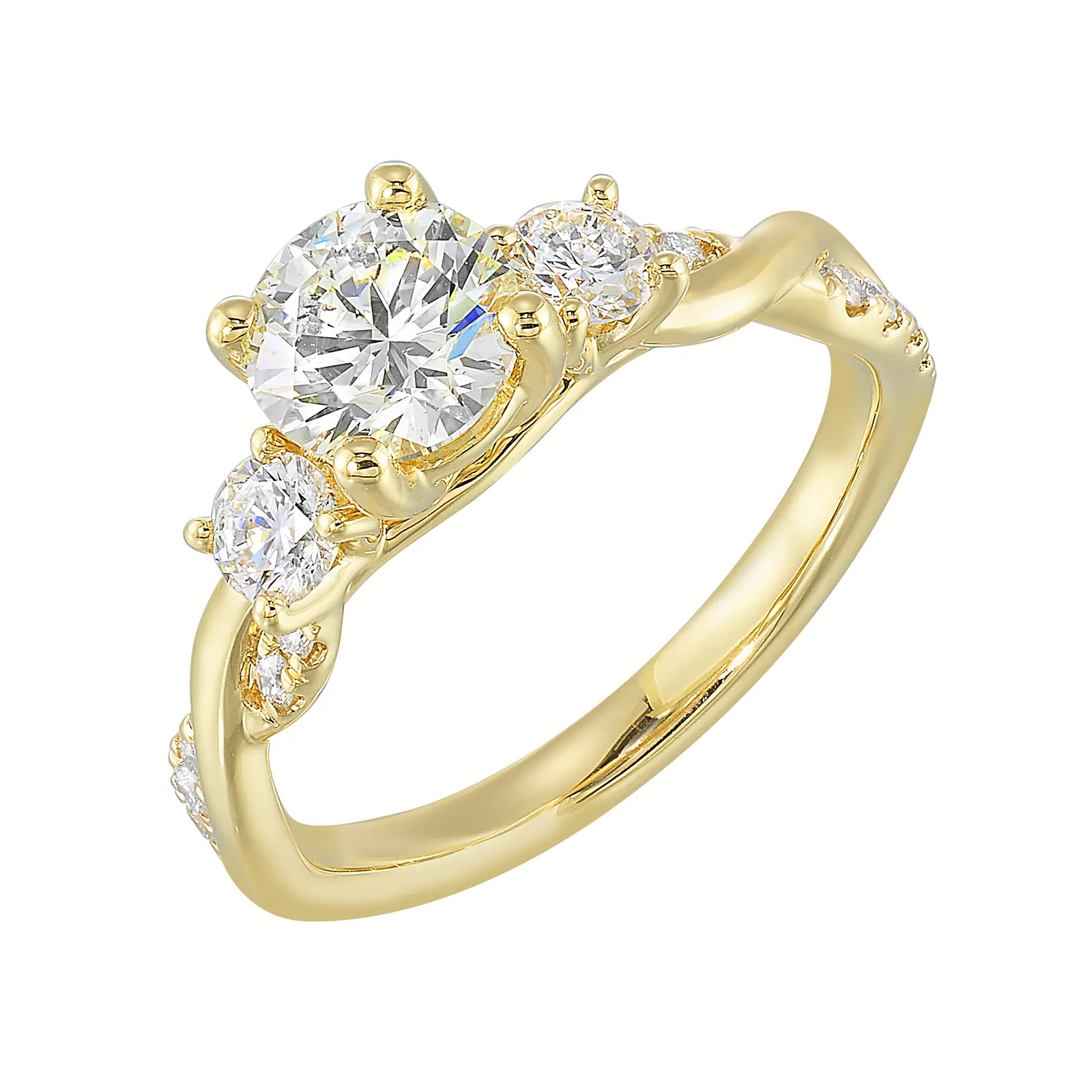 14Kt Yellow Semi Mount 5/8Ctw For 2Ctw Round Center view 2