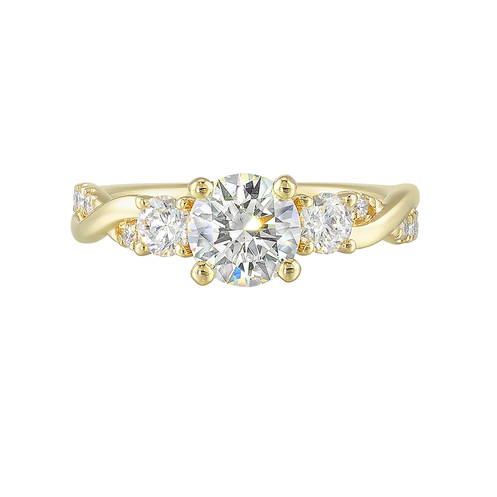 14Kt Yellow Semi Mount 5/8Ctw For 2Ctw Round Center