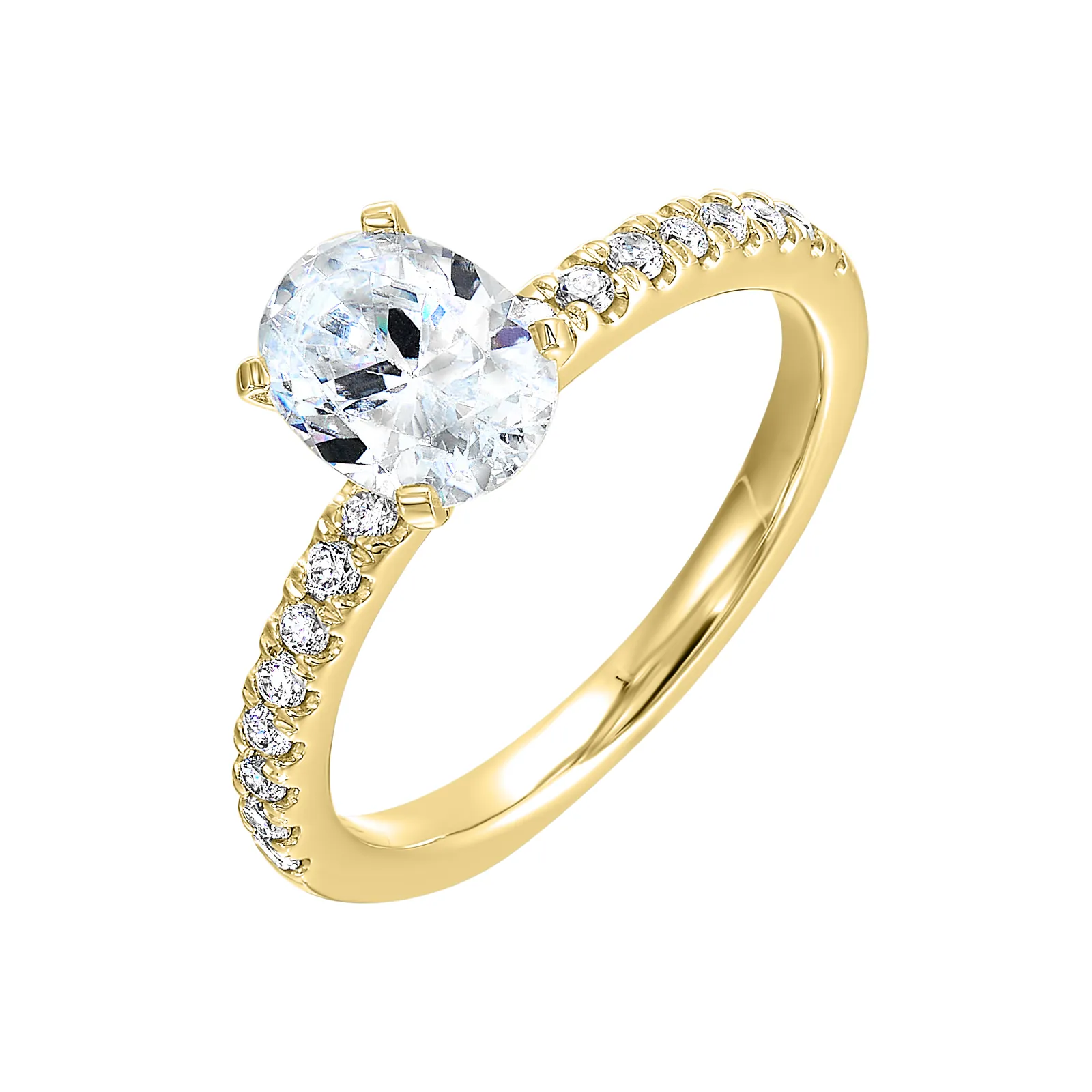14Kt Yellow Semi Mount 1/5Ctw For 1Ctw Oval Center view 2