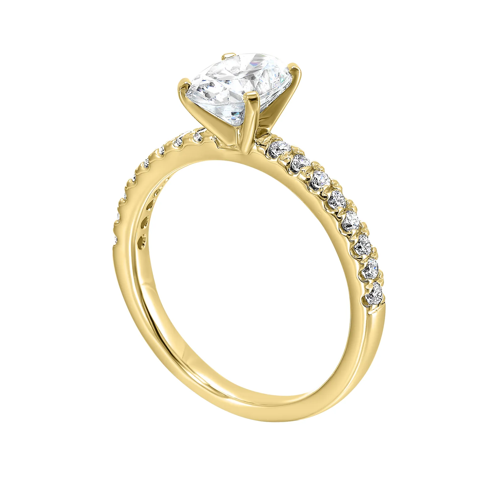 14Kt Yellow Semi Mount 1/5Ctw For 1Ctw Oval Center view 3