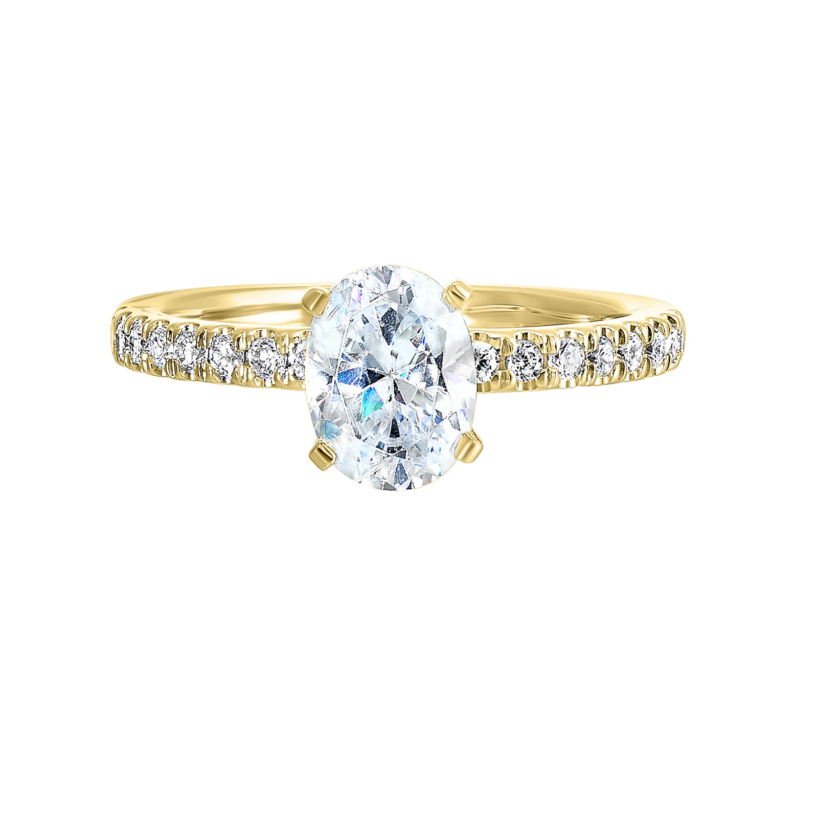 14Kt Yellow Semi Mount 1/5Ctw For 1Ctw Oval Center
