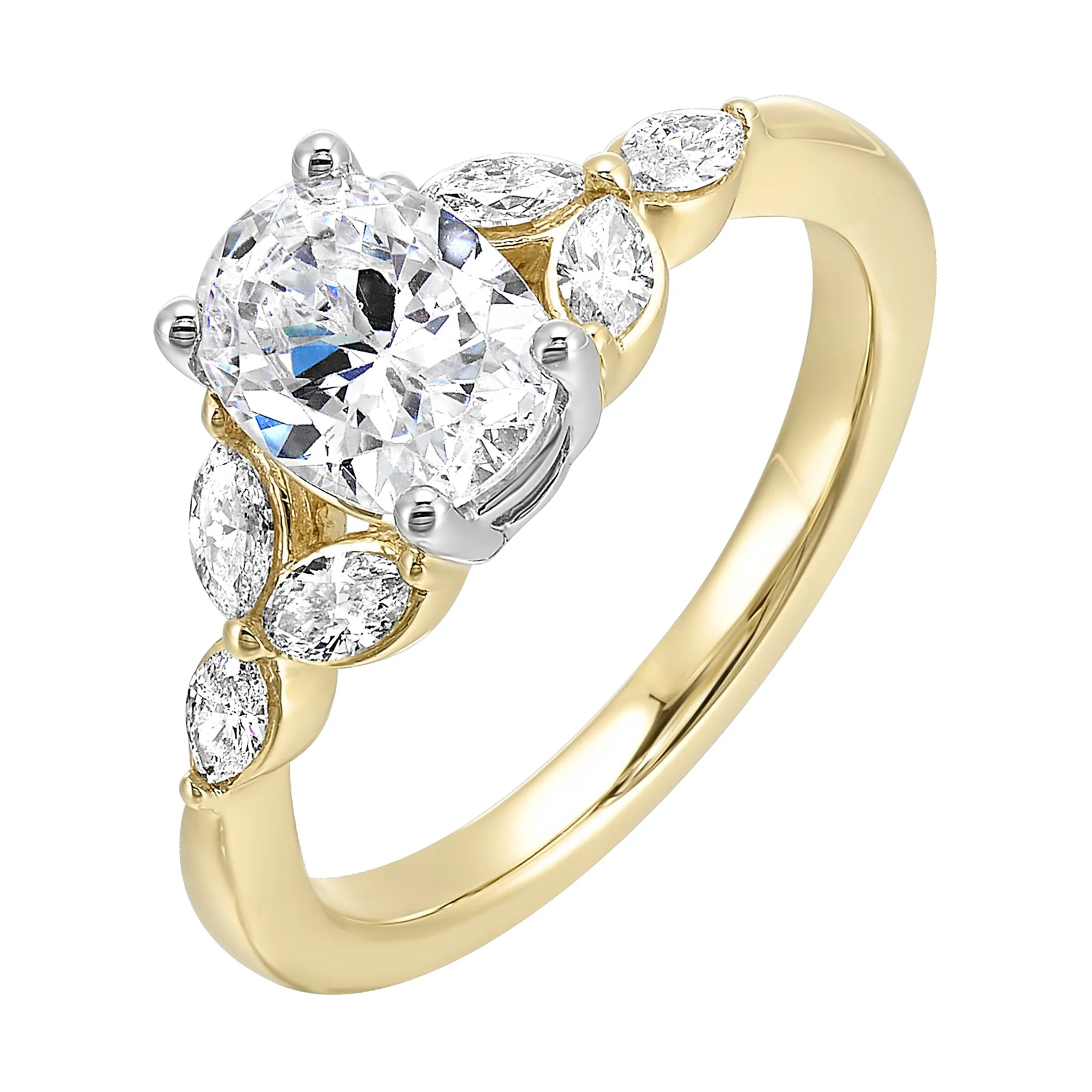 14Kt White Yellow Semi Mount 1/3Ctw For 2Ctw Oval  Center view 2