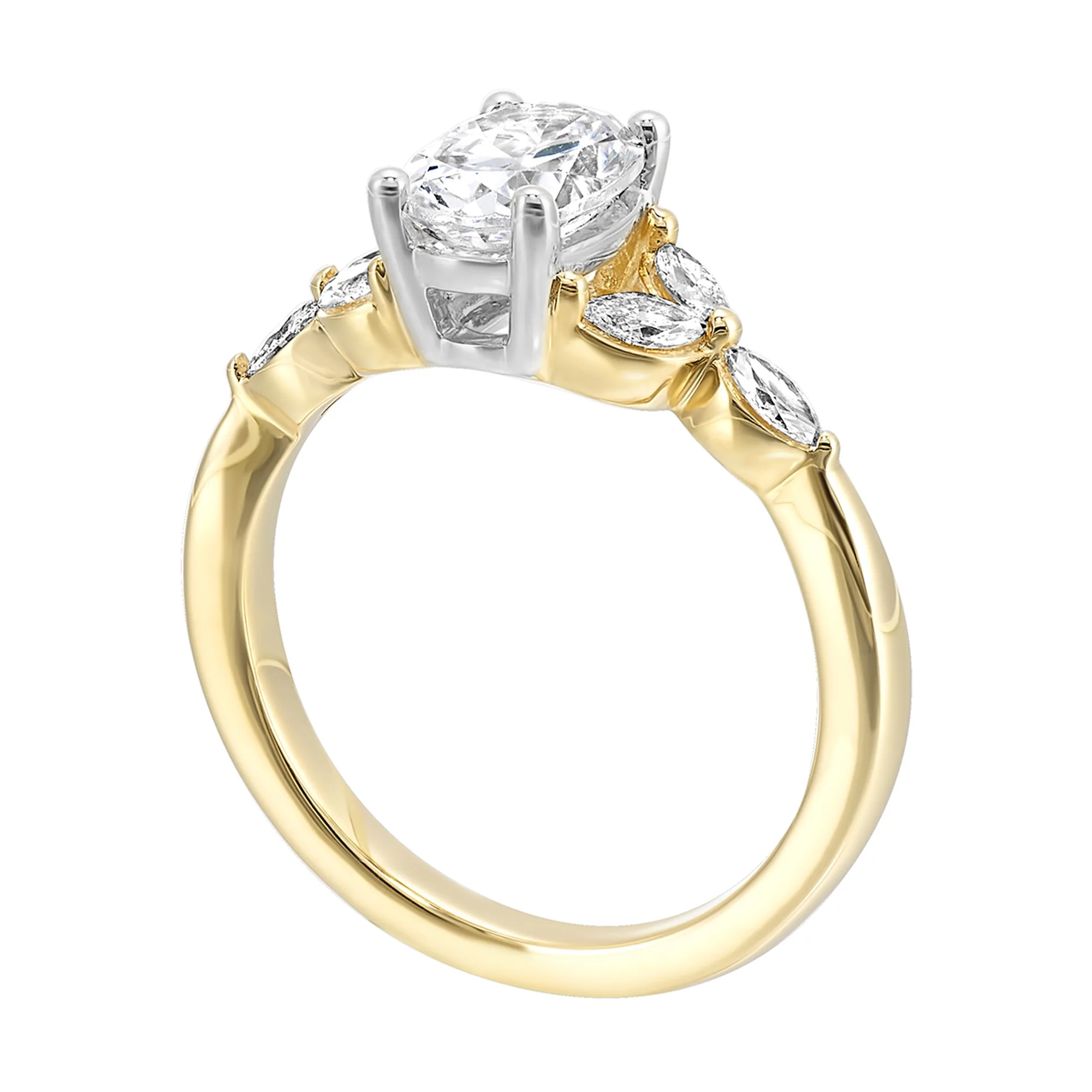 14Kt White Yellow Semi Mount 1/3Ctw For 2Ctw Oval  Center view 3
