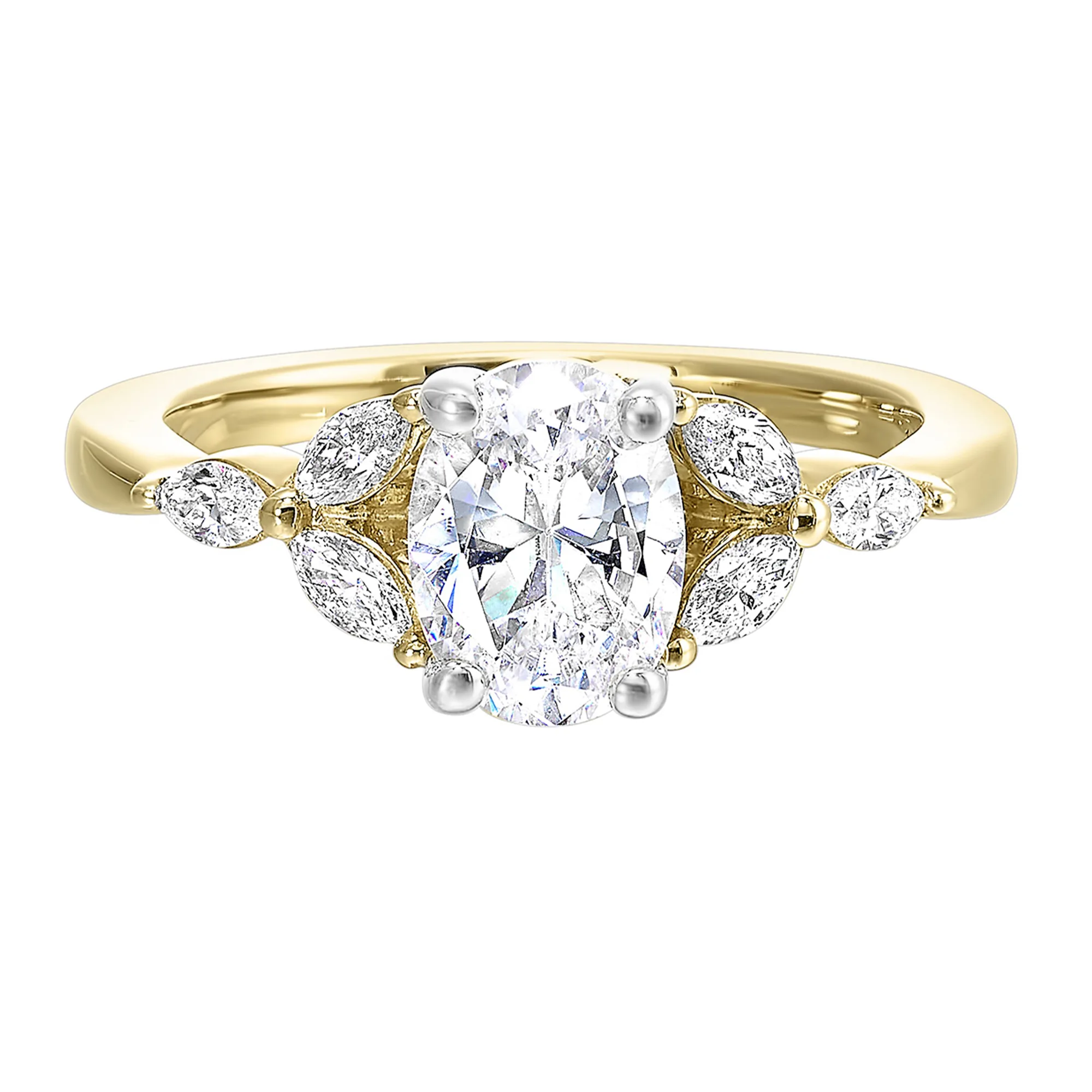 14Kt White Yellow Semi Mount 1/3Ctw For 2Ctw Oval  Center