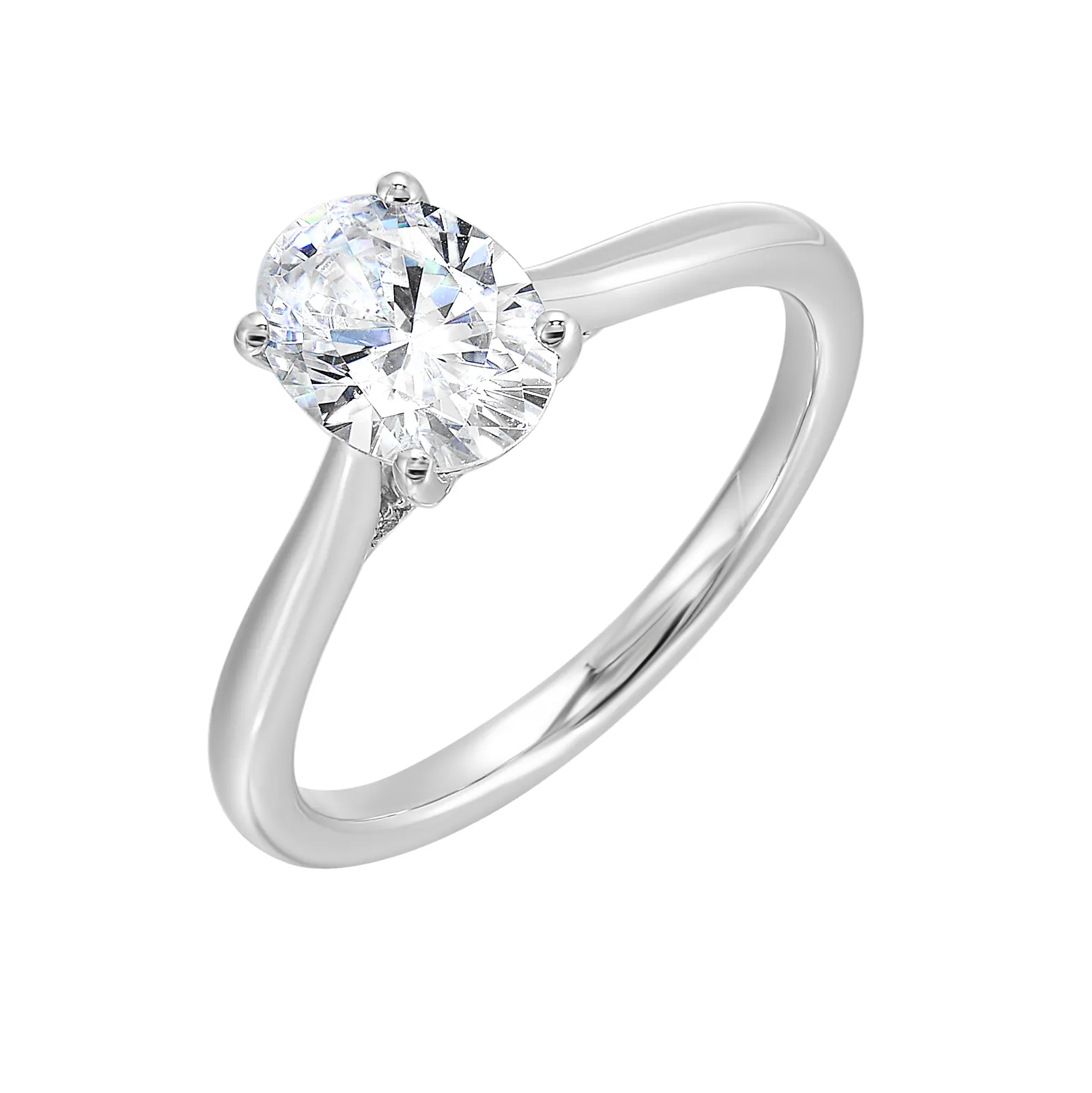 14Kt White Semi Mount 1/20Ctw For 1Ctw Oval Center view 2