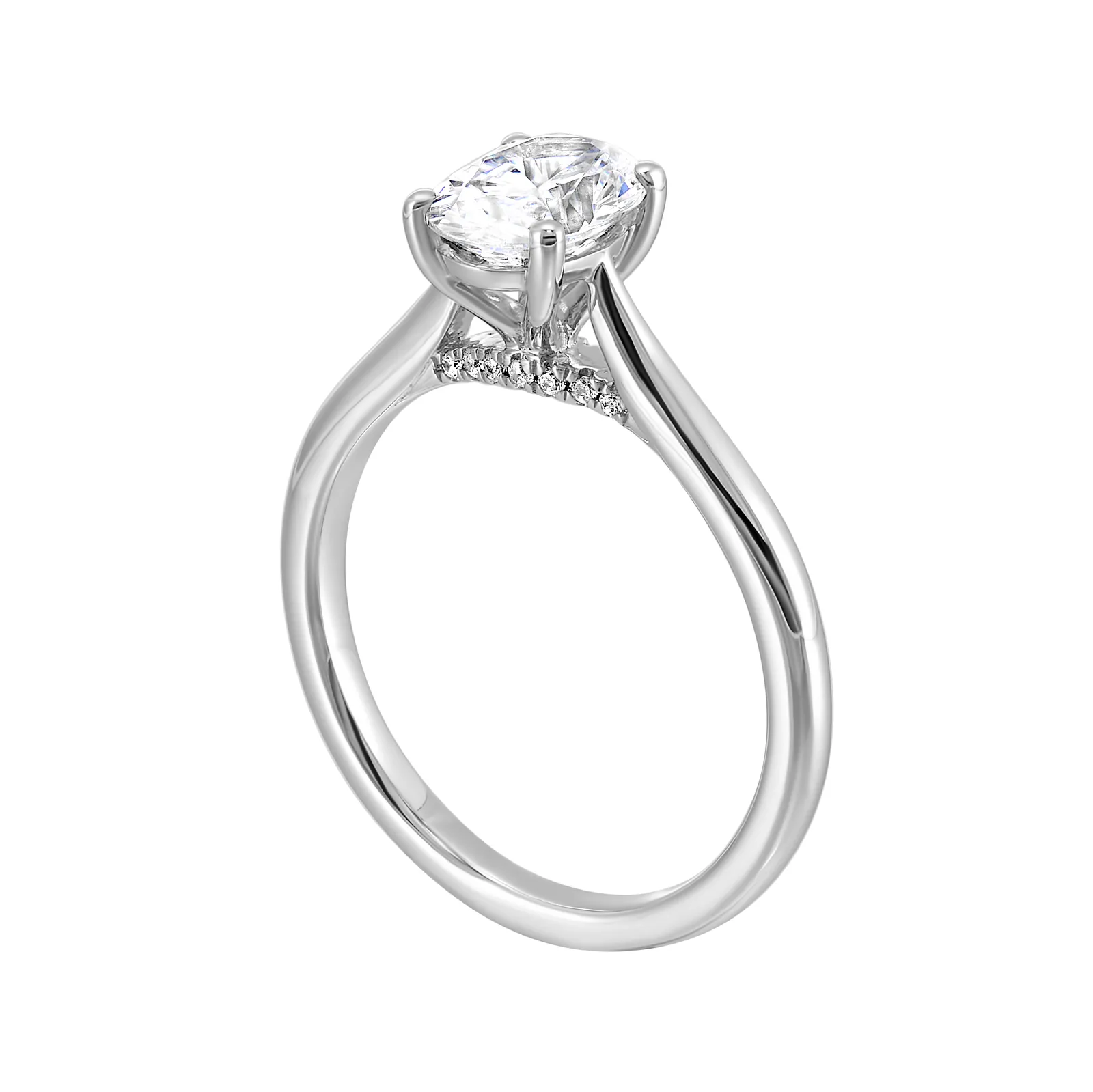 14Kt White Semi Mount 1/20Ctw For 1Ctw Oval Center view 3