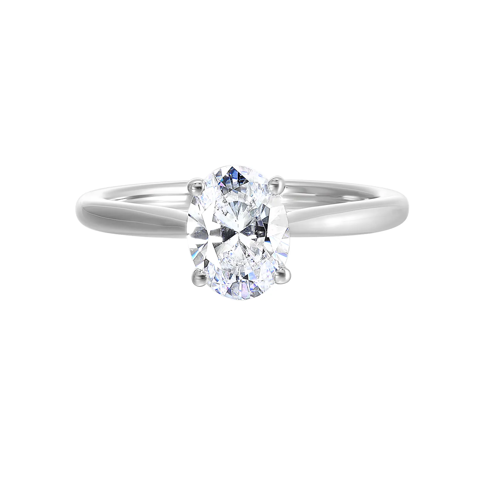 14Kt White Semi Mount 1/20Ctw For 1Ctw Oval Center