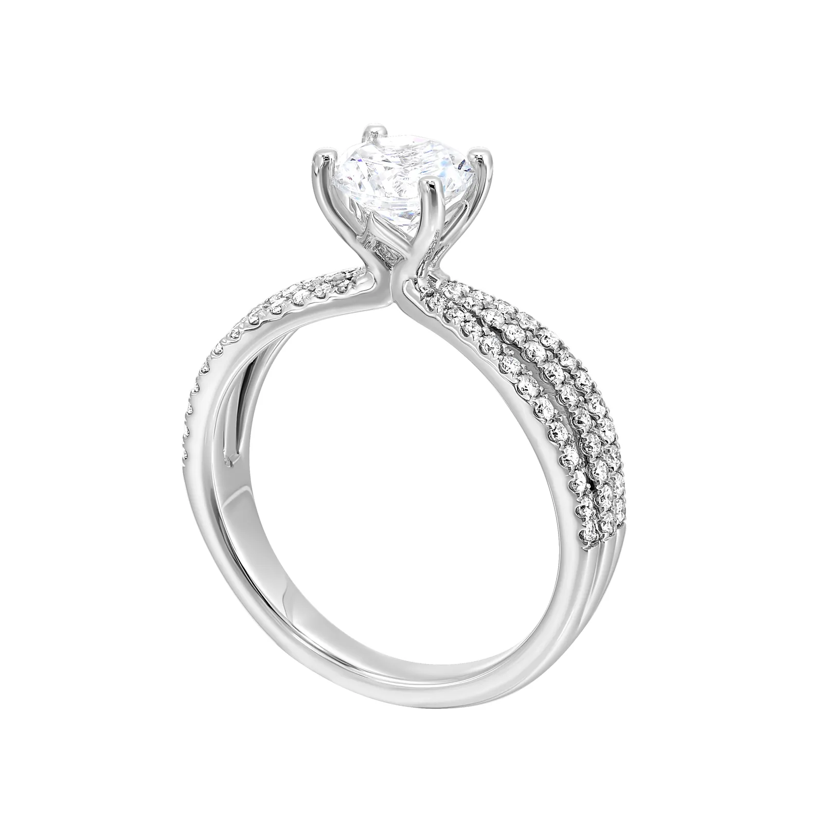 14Kt White Semi Mount 1/3Ctw For 1Ctw Round Center view 3