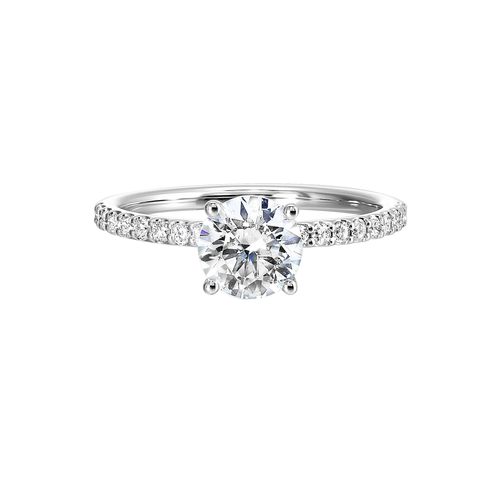 14Kt White Semi Mount 1/5Ctw For 1Ctw Round Center