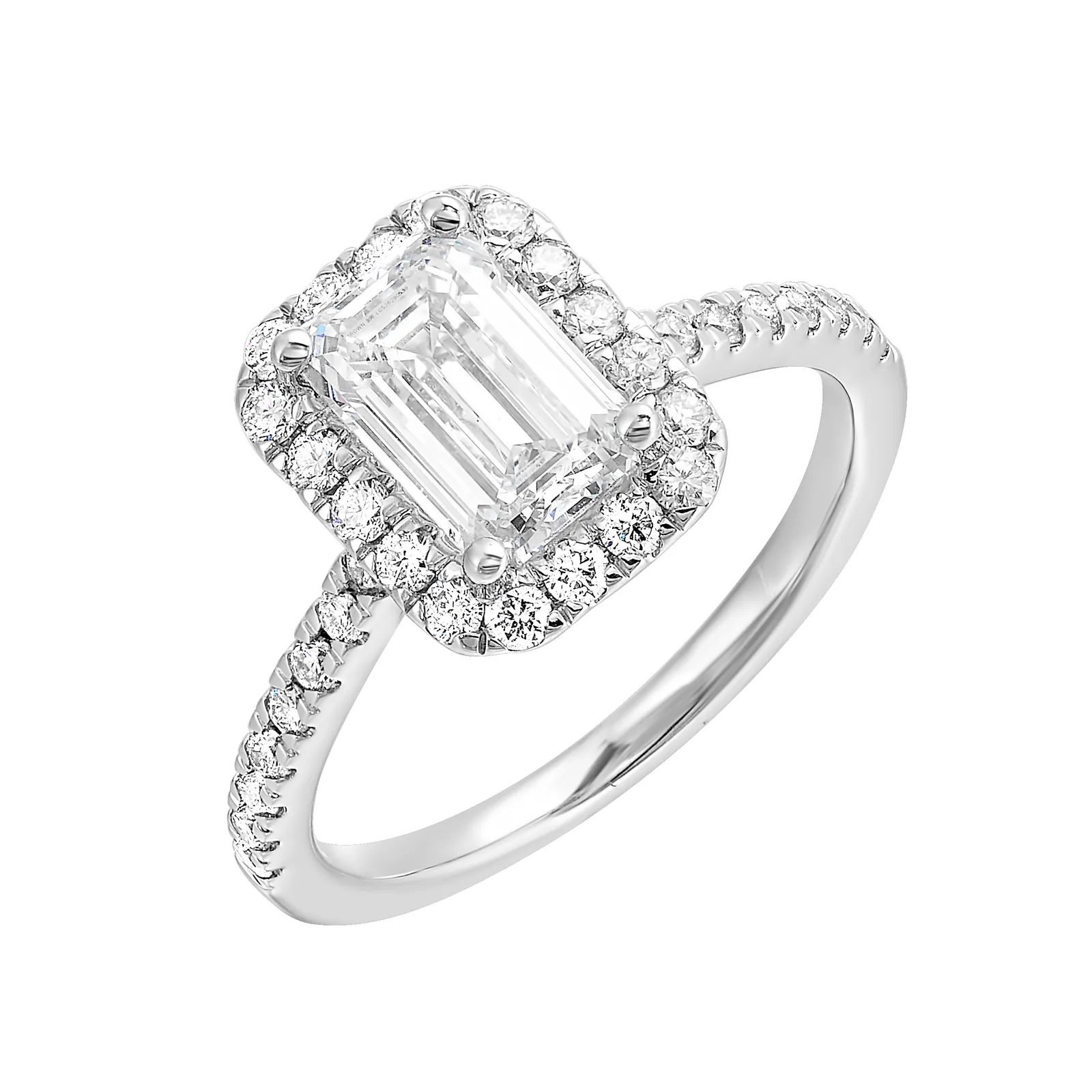 14Kt White Semi Mount 3/8Ctw For 1Ctw Emerald Cut Center view 2