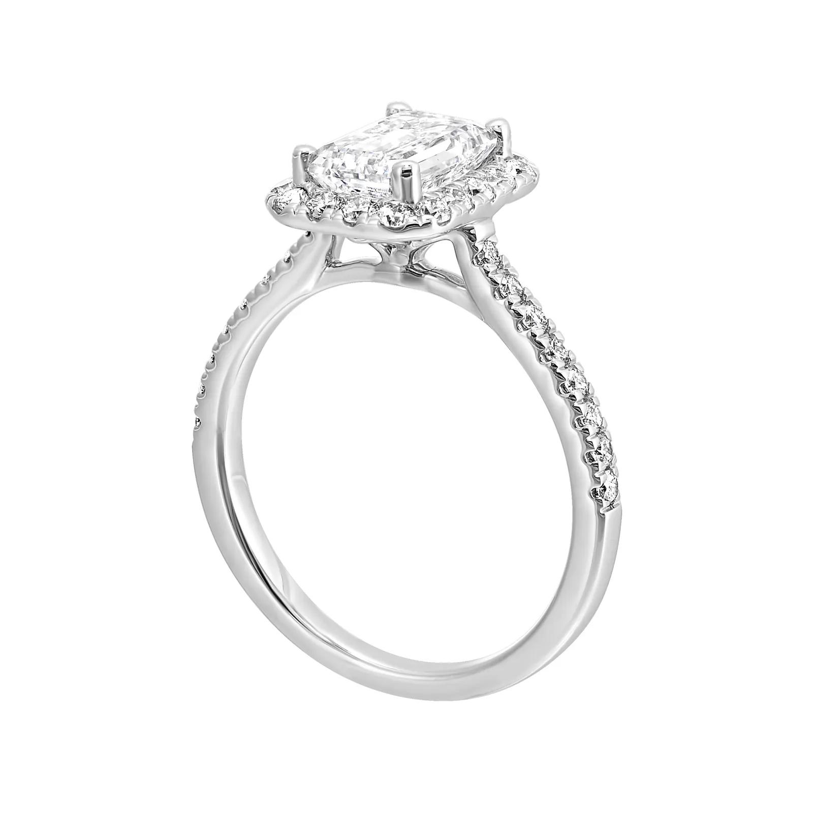 14Kt White Semi Mount 3/8Ctw For 1Ctw Emerald Cut Center view 3