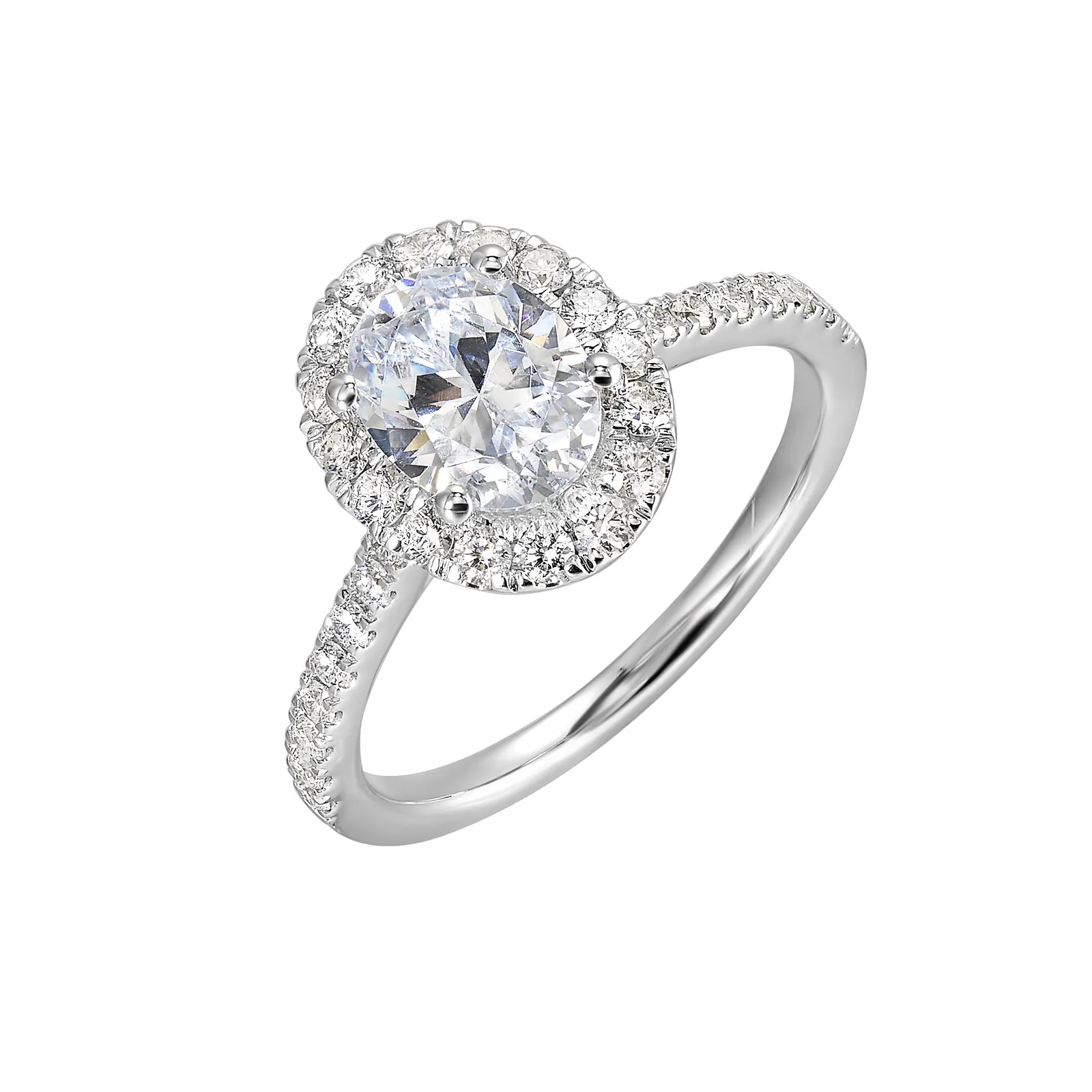 14Kt White Semi Mount 1/2Ctw For 1Ctw Oval Center view 2