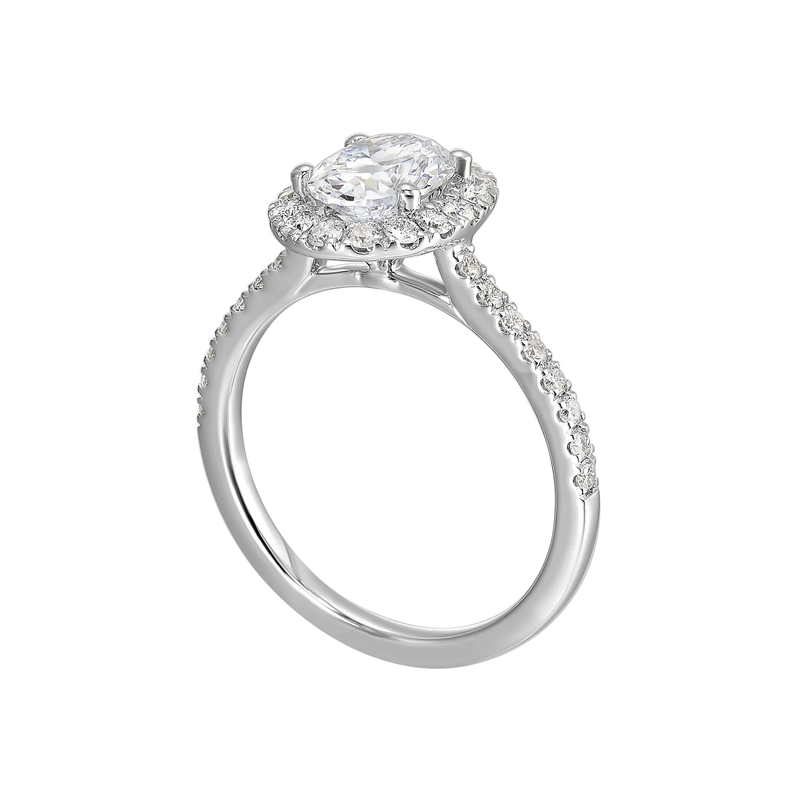 14Kt White Semi Mount 1/2Ctw For 1Ctw Oval Center view 3