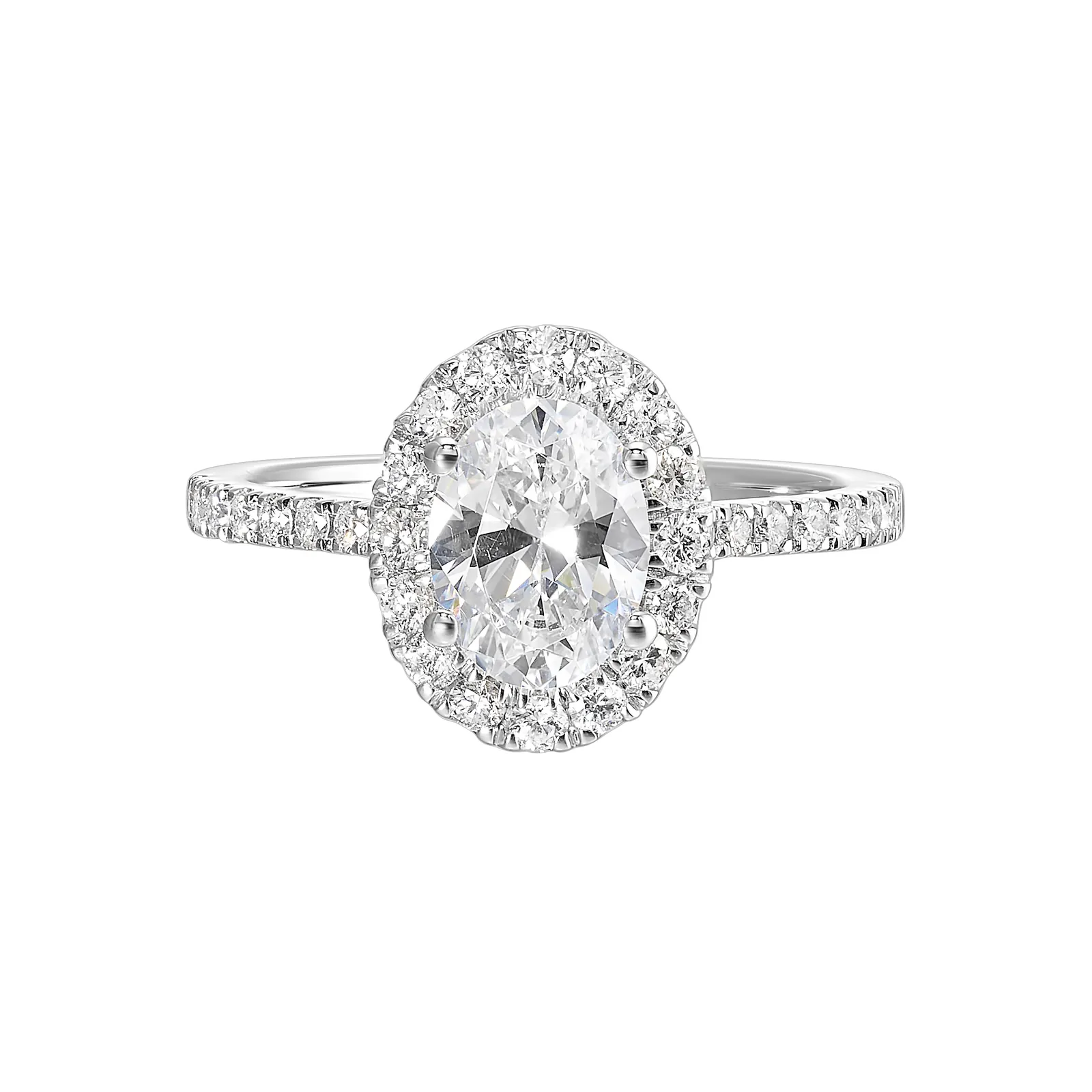 14Kt White Semi Mount 1/2Ctw For 1Ctw Oval Center