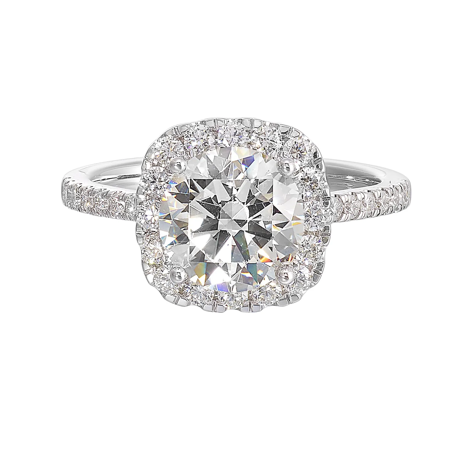 14Kt White Semi Mount 1/2Ctw For 1Ctw Round Center