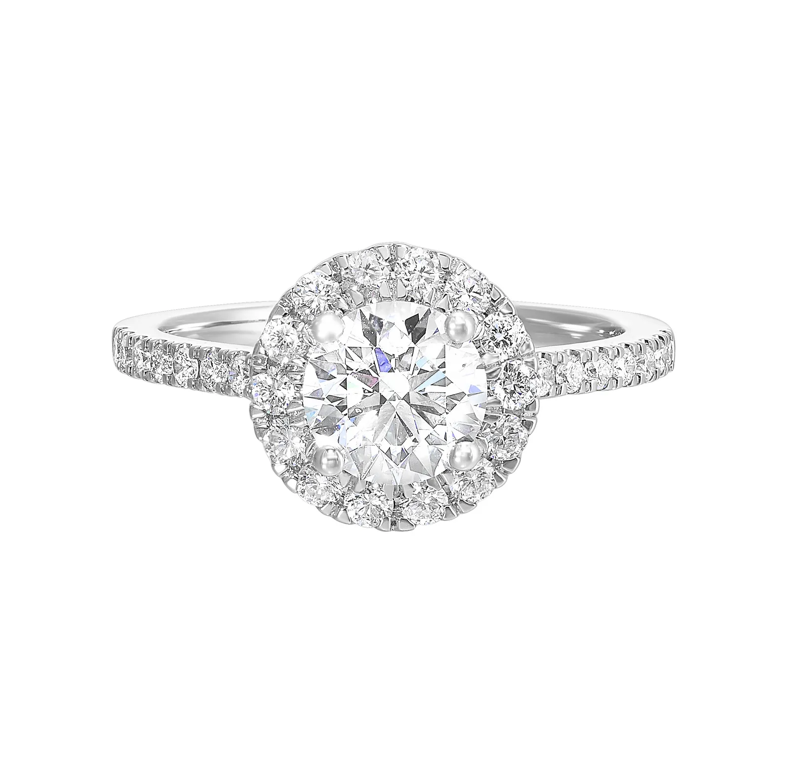 14Kt White Semi Mount 1/2Ctw For 1Ctw Round Center