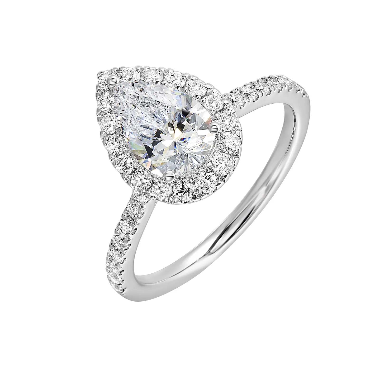 14Kt White Semi Mount 3/8Ctw For 1Ctw Pear Center view 2