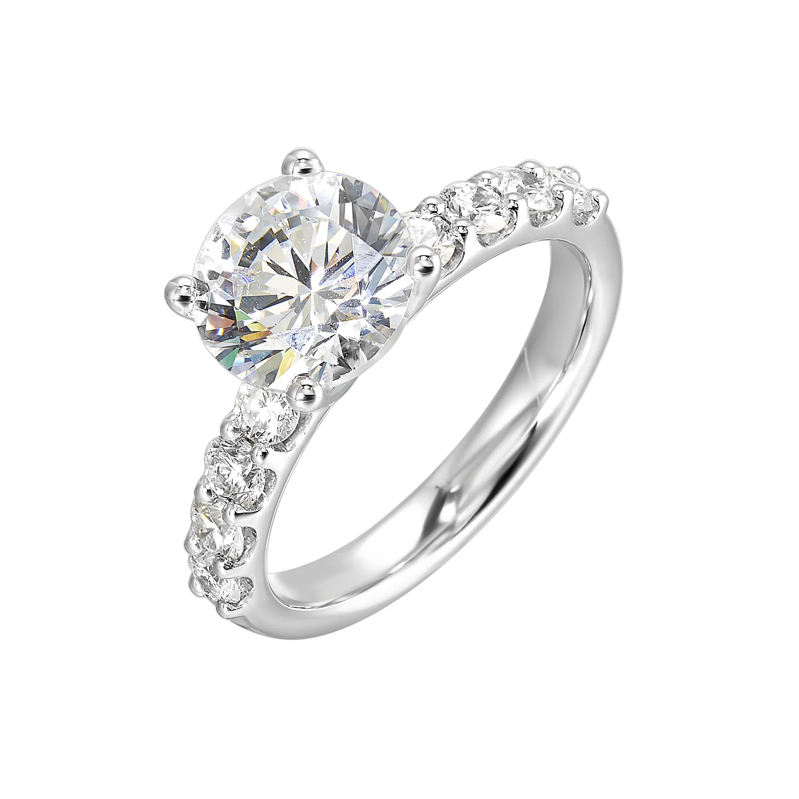 14Kt White Semi Mount 5/8Ctw For 2Ctw Round Center view 2