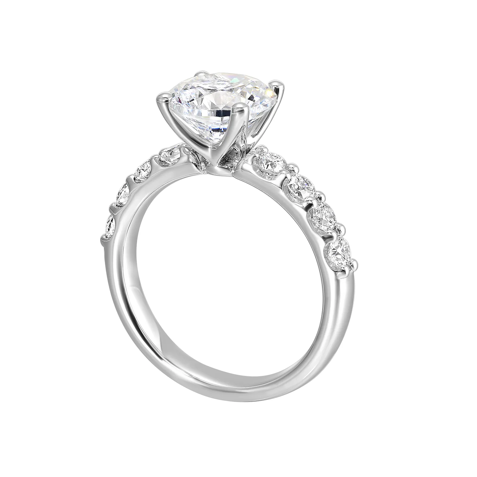 14Kt White Semi Mount 5/8Ctw For 2Ctw Round Center view 3