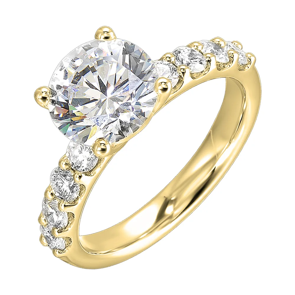 14Kt Yellow Semi Mount 5/8Ctw For 2Ct Round Center