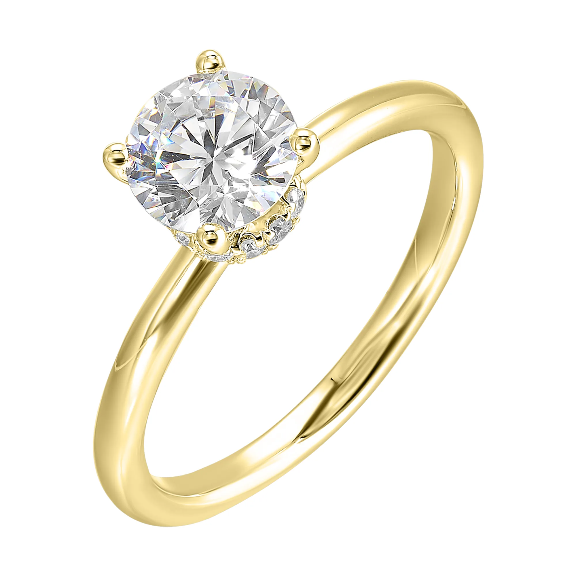 14Kt Yellow Semi Mount 1/10Ctw For 1 1/2Ct Round Center view 2