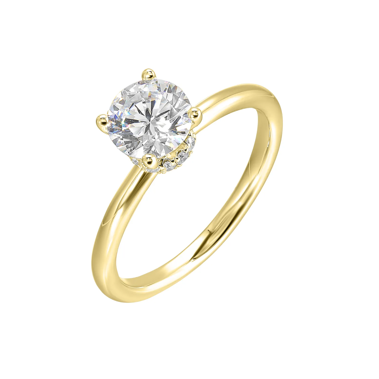 14Kt Yellow Semi Mount 1/10Ctw For 1 1/2Ctw Round Center view 2
