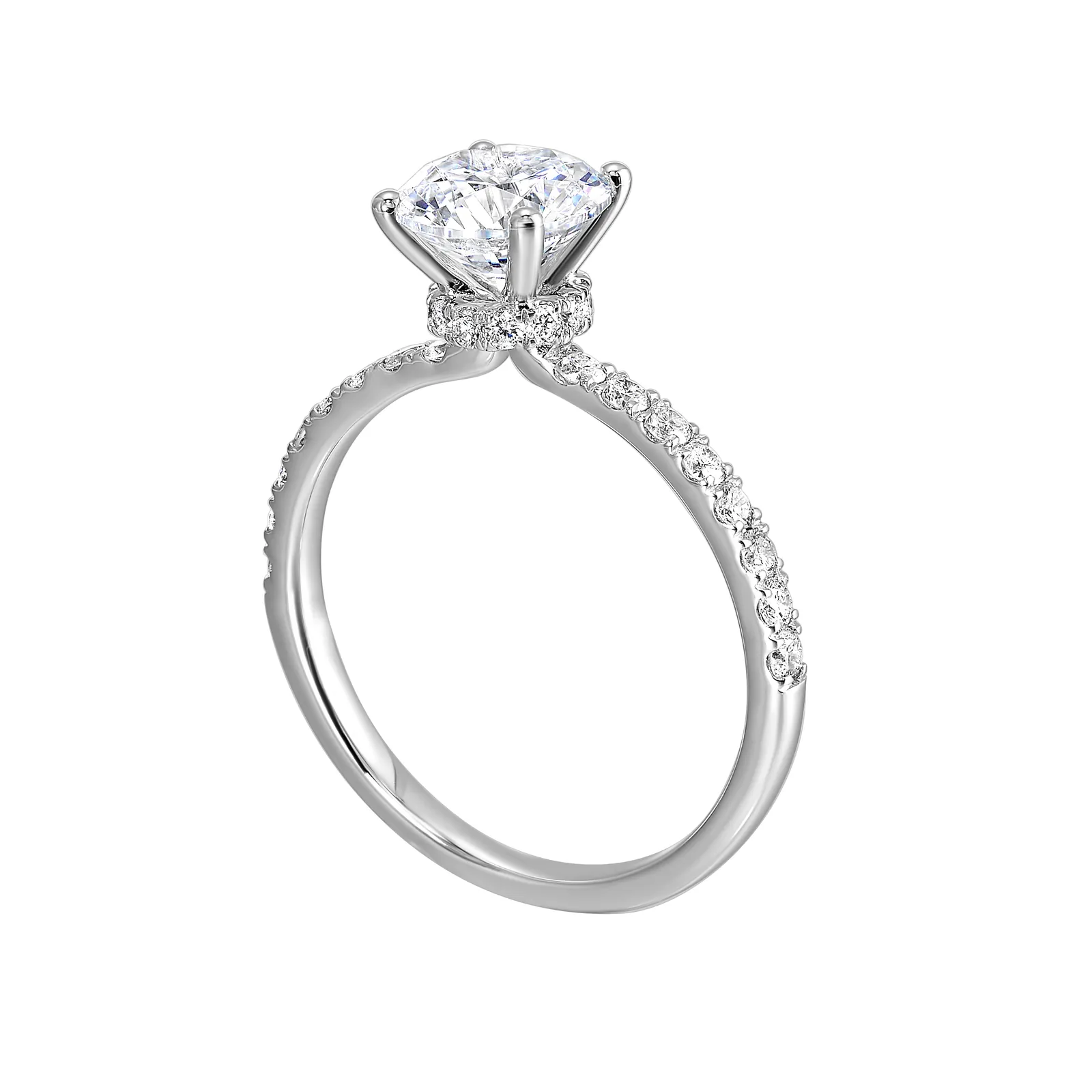 14Kt White Semi Mount 3/8Ctw For 1Ctw Round Center view 3