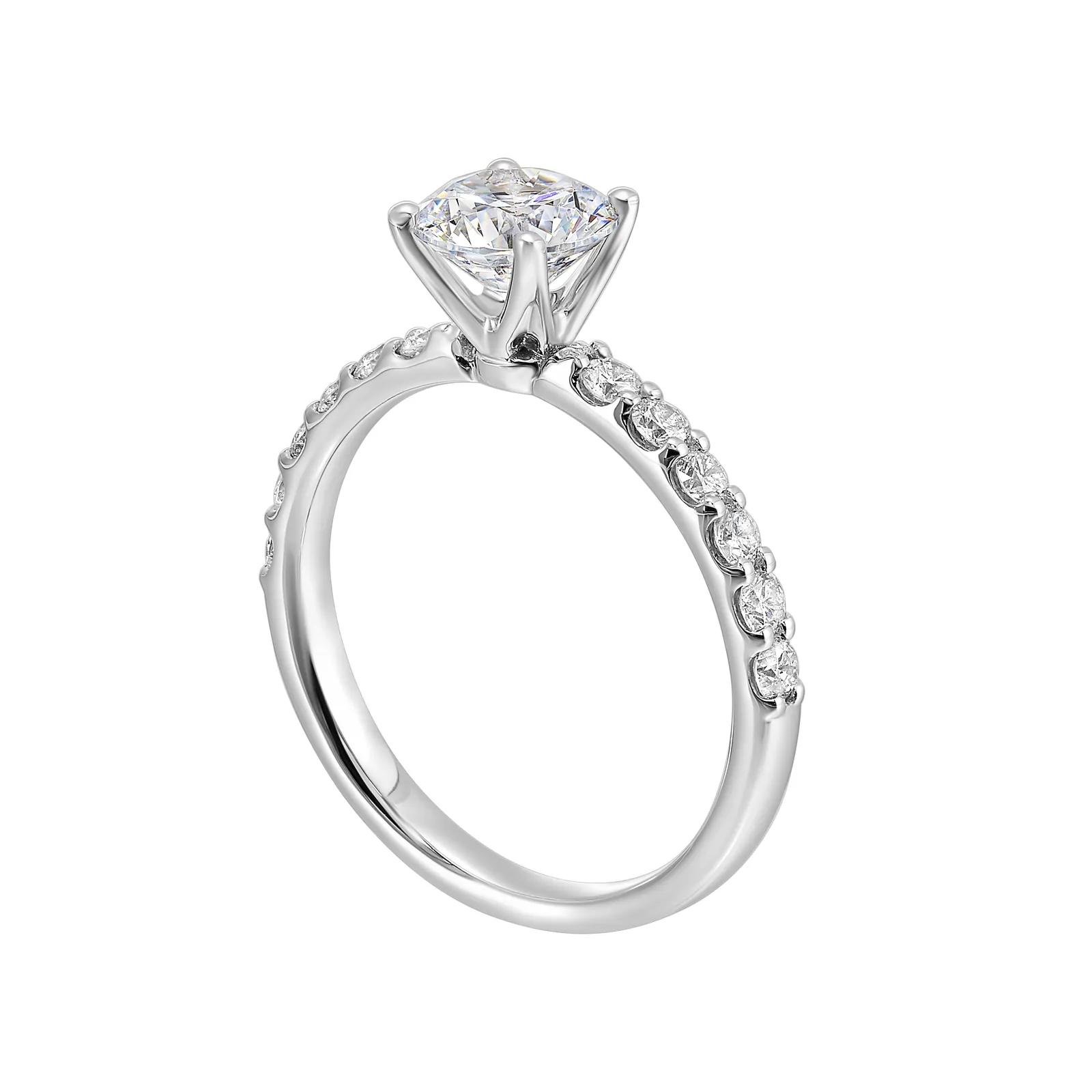 14Kt White Semi Mount 3/8Ctw For 1Ctw Round Center view 3