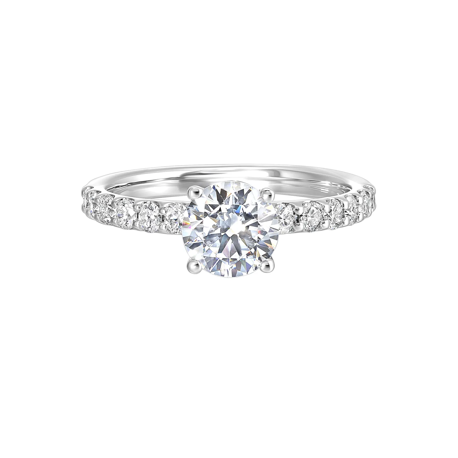 14Kt White Semi Mount 3/8Ctw For 1Ctw Round Center