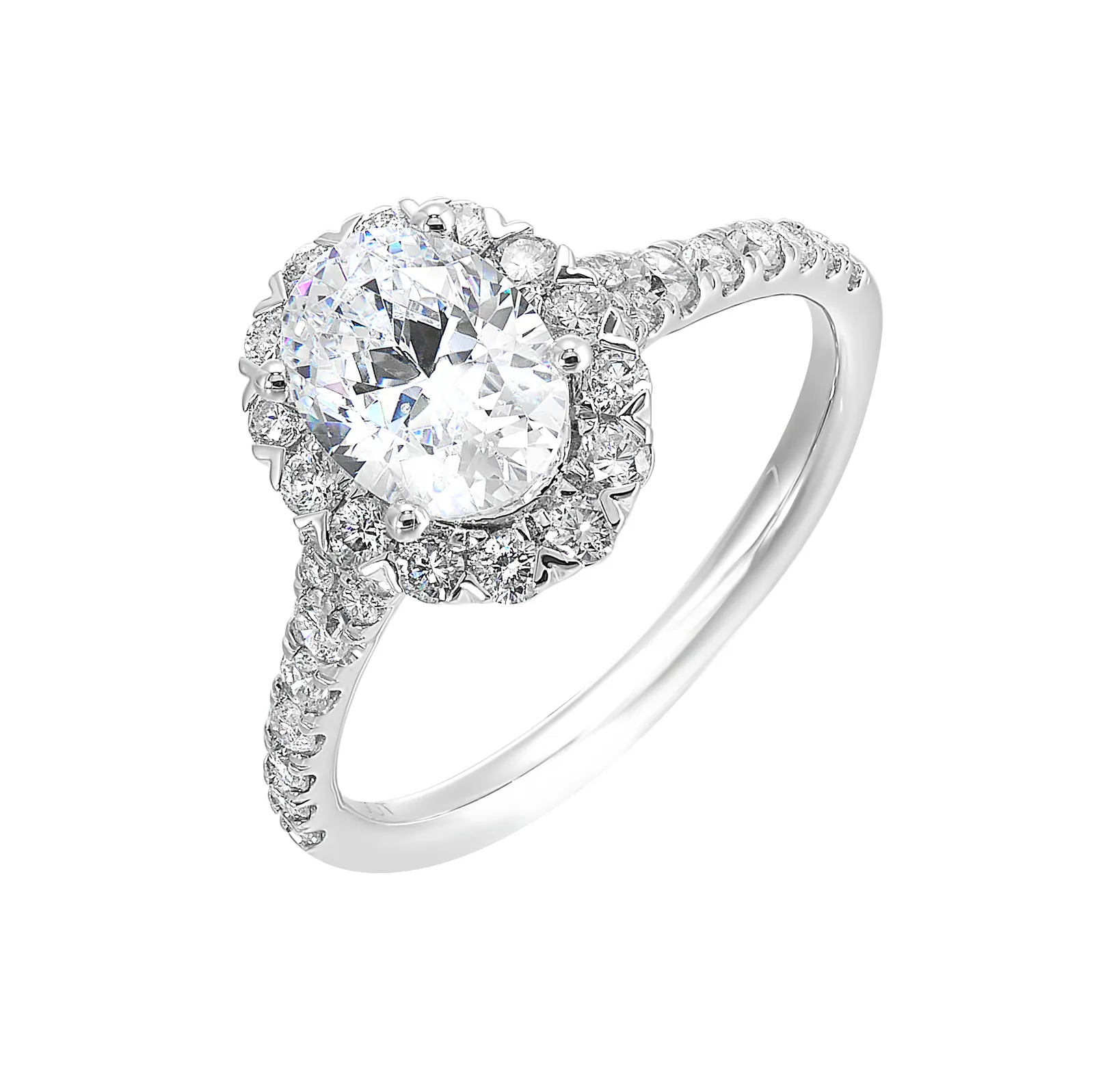 14Kt White Semi Mount 1/2Ctw For 1Ctw Oval Center view 2