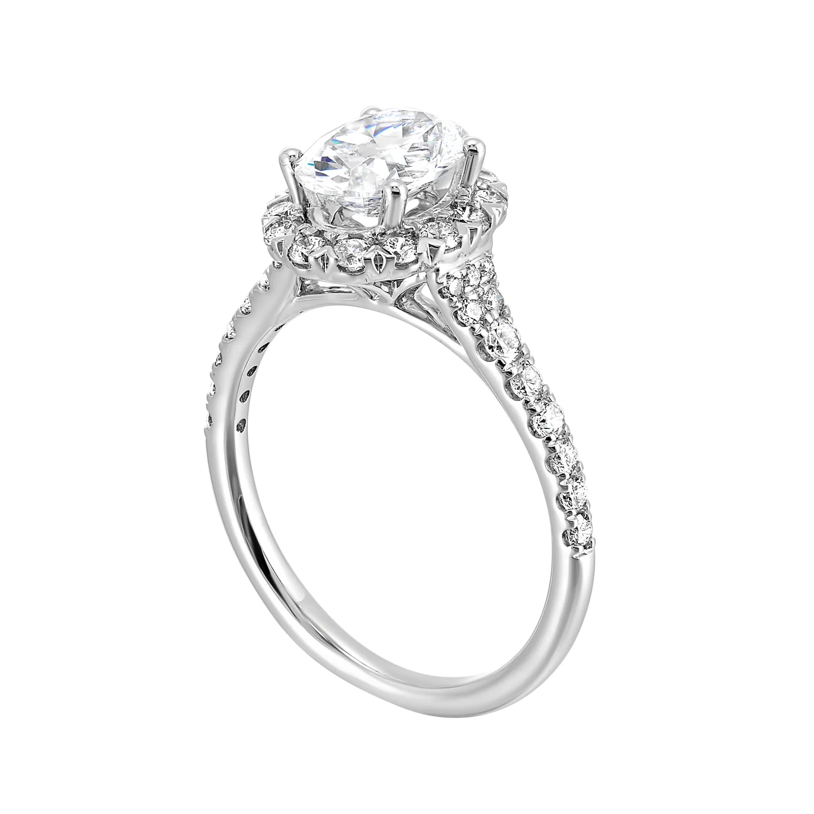 14Kt White Semi Mount 1/2Ctw For 1Ctw Oval Center view 3