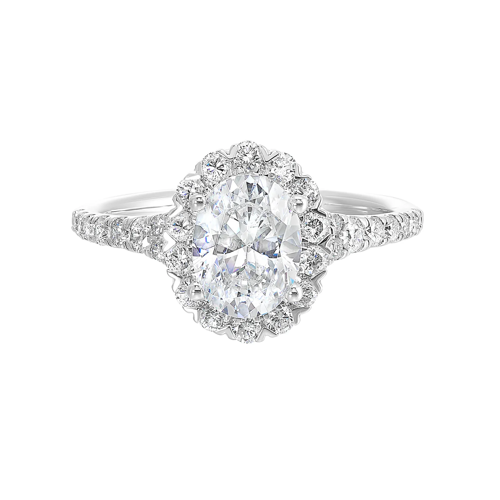 14Kt White Semi Mount 1/2Ctw For 1Ctw Oval Center