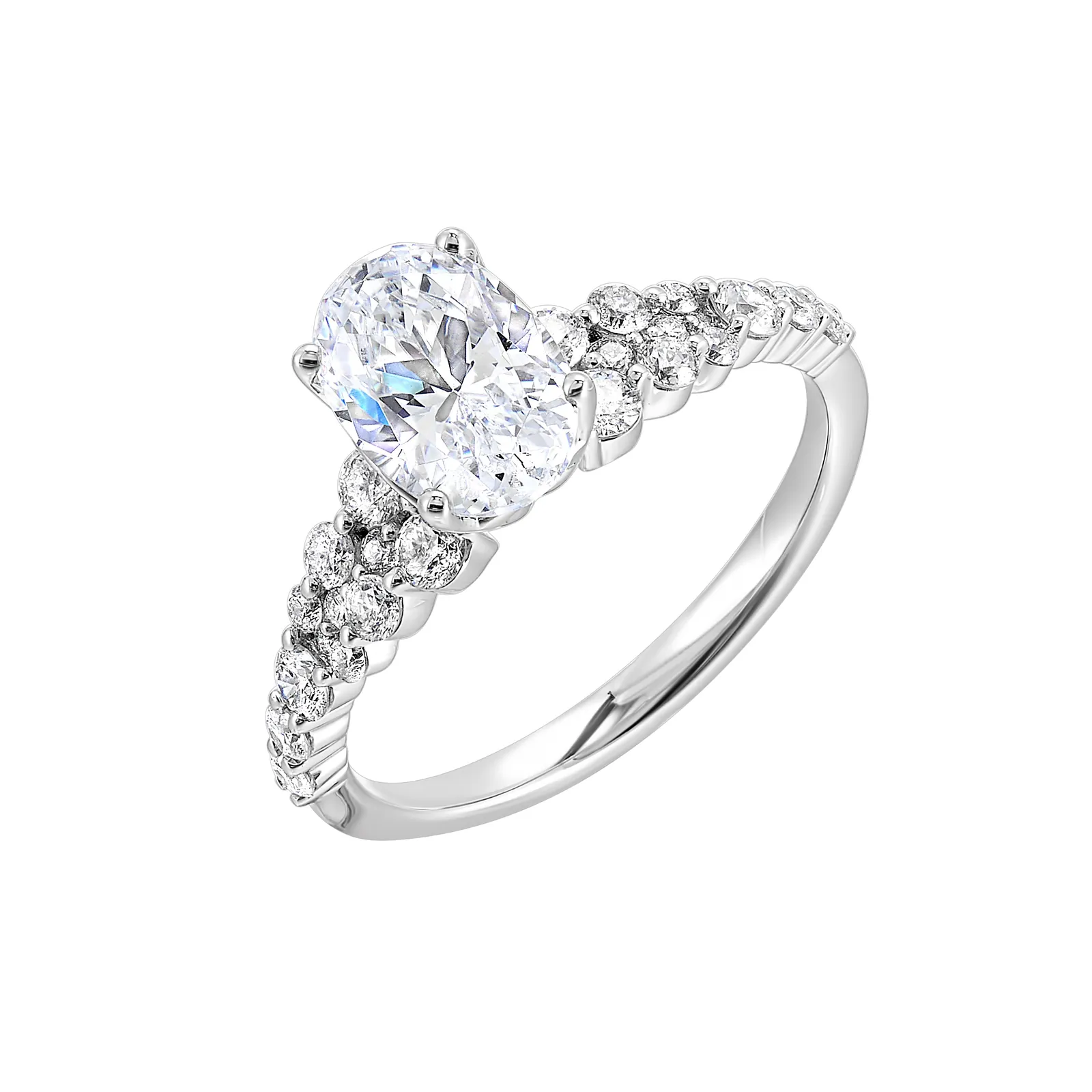 14Kt White Semi Mount 1/2Ctw For 1Ctw Oval Center view 2