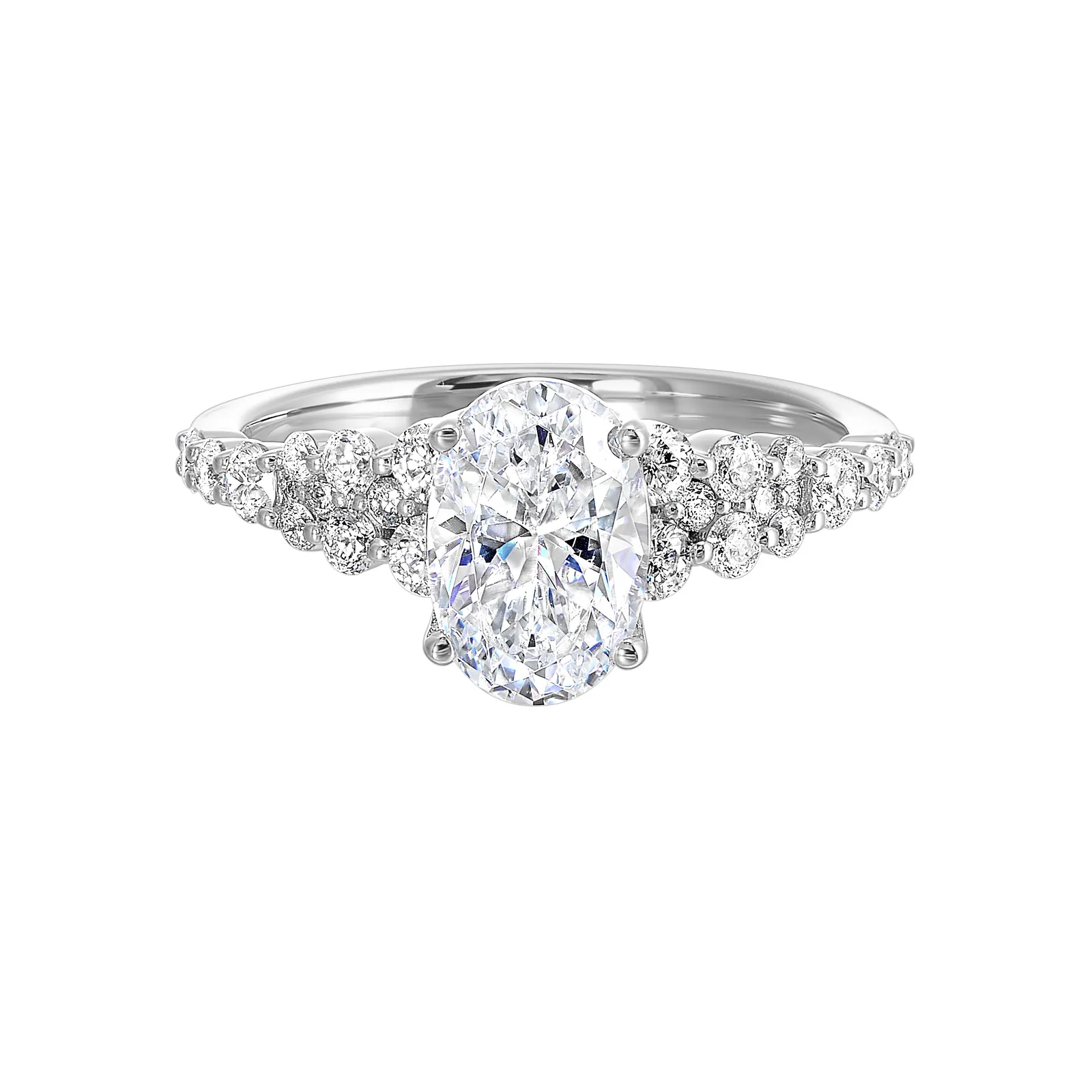 14Kt White Semi Mount 1/2Ctw For 1Ctw Oval Center