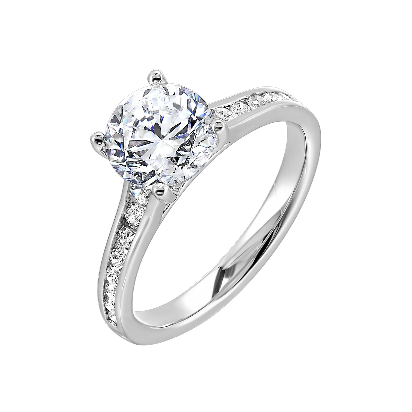 14Kt White Semi Mount 1/3Ctw For 1Ctw Round Center view 2