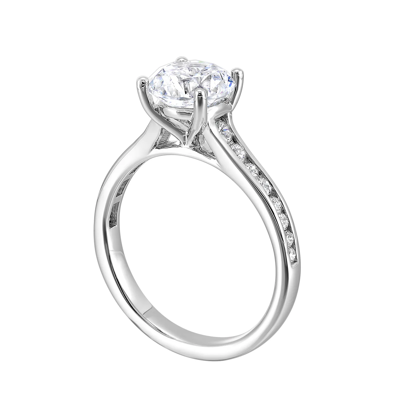 14Kt White Semi Mount 1/3Ctw For 1Ctw Round Center view 3
