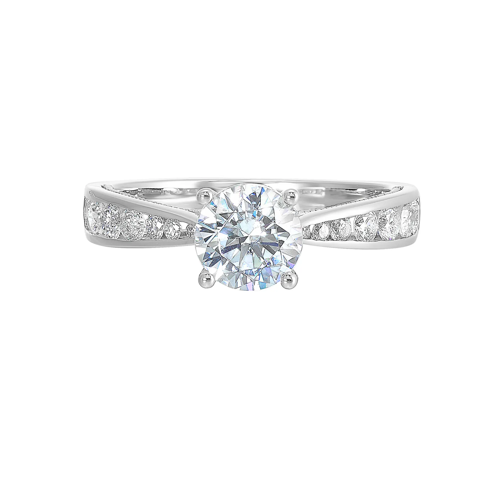 14Kt White Semi Mount 1/2Ctw For 1Ctw Round Center