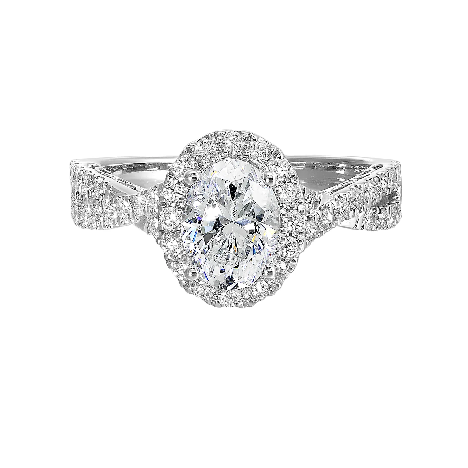 14Kt White Semi Mount 1/2Ctw For 1Ctw Oval Center