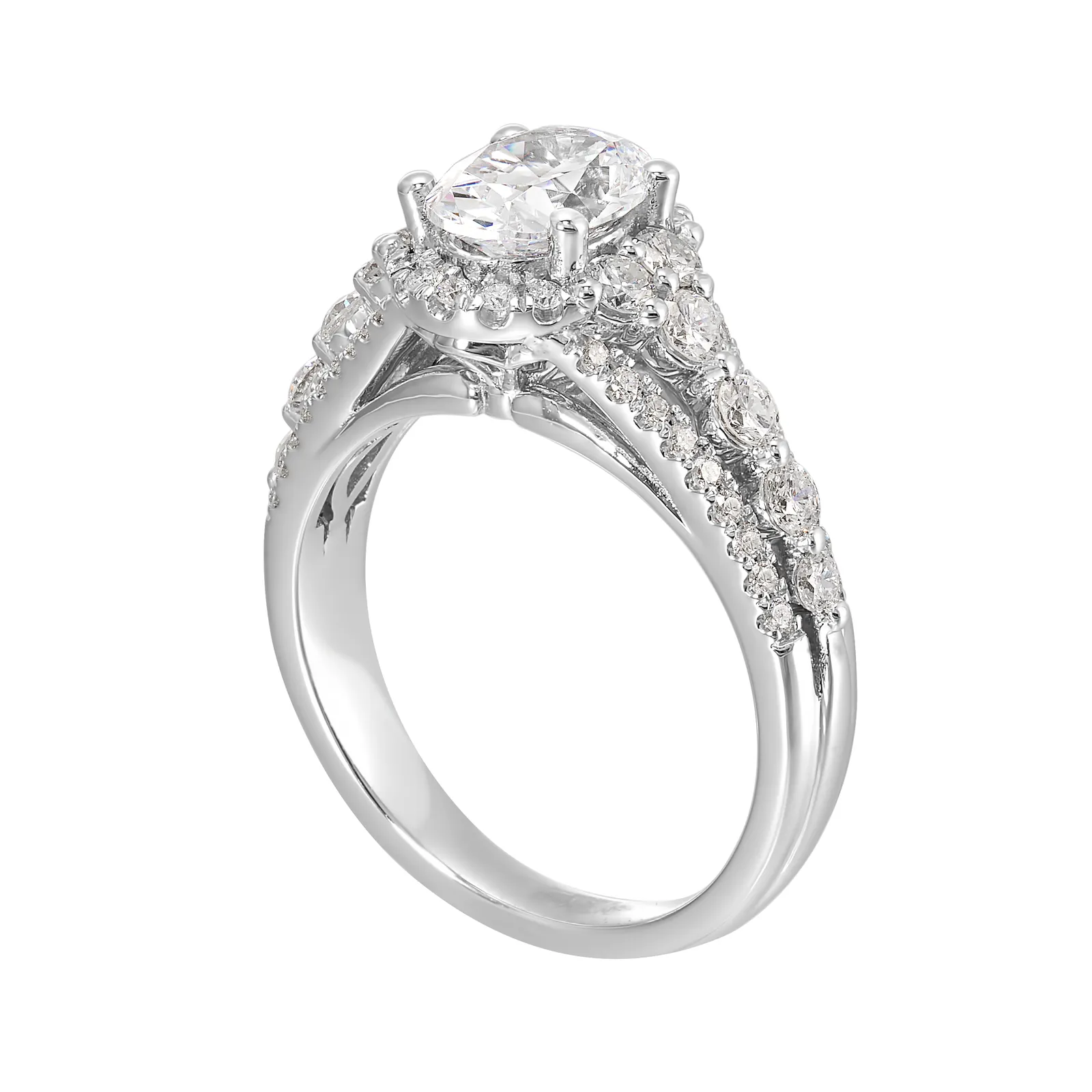 14Kt White Semi Mount 3/4Ctw For 1Ctw Oval Center view 3