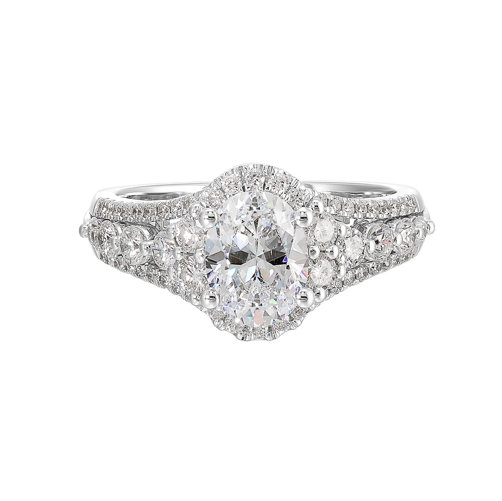 14Kt White Semi Mount 3/4Ctw For 1Ctw Oval Center