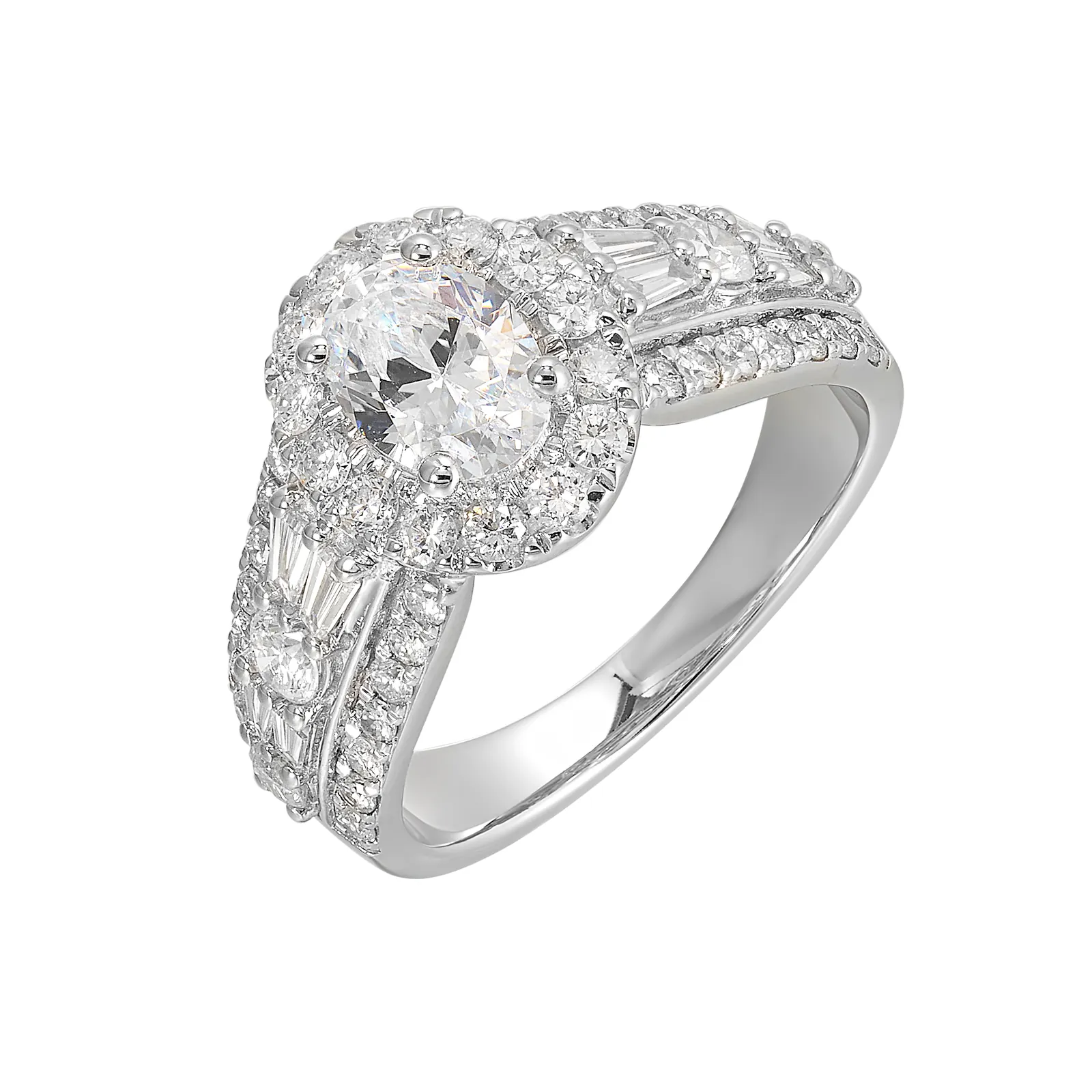 14Kt White Semi Mount 1 1/7Ctw For 1Ctw Oval Center view 2