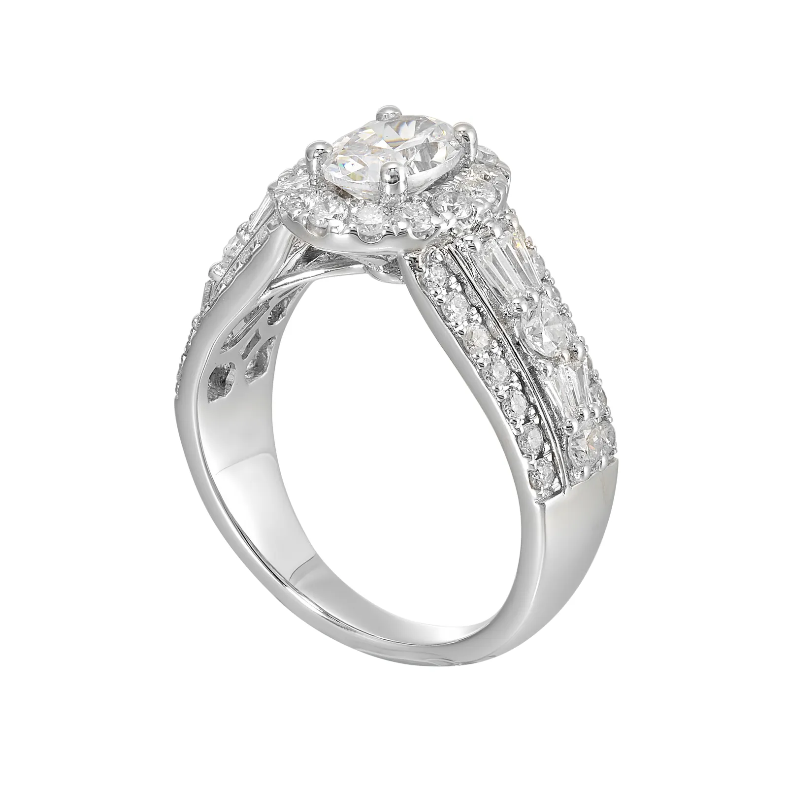 14Kt White Semi Mount 1 1/7Ctw For 1Ctw Oval Center view 3