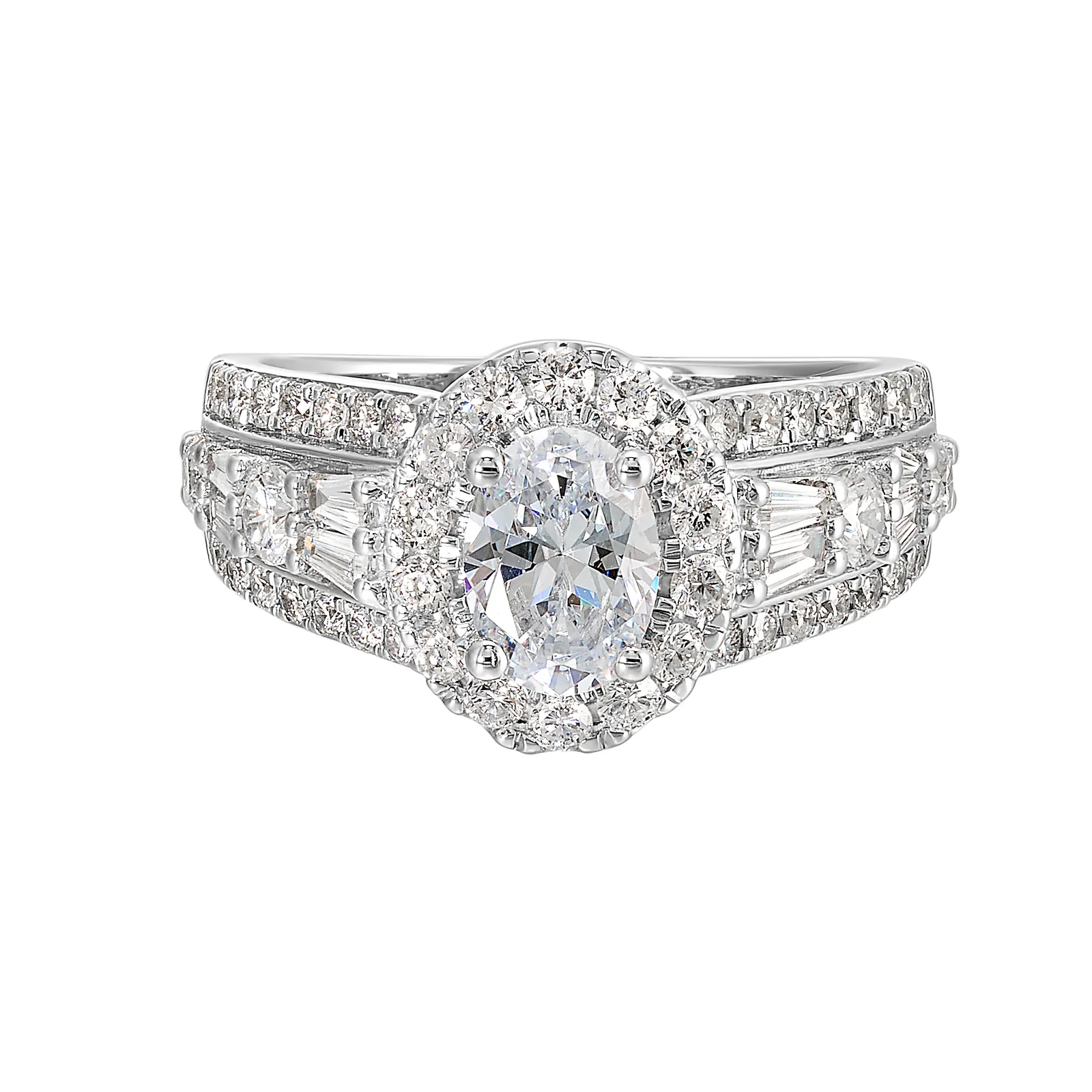 14Kt White Semi Mount 1 1/7Ctw For 1Ctw Oval Center