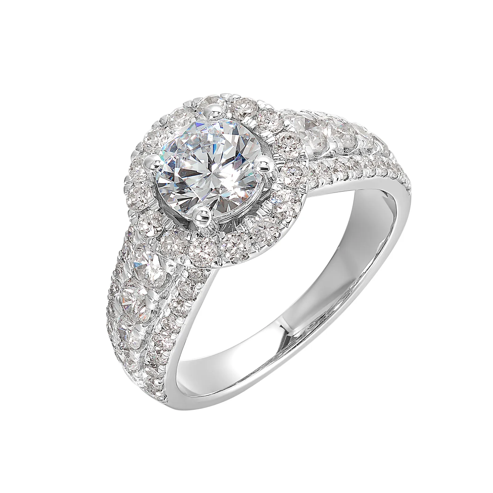 14Kt White Semi Mount 1 1/3Ctw For 1Ctw Round Center view 2