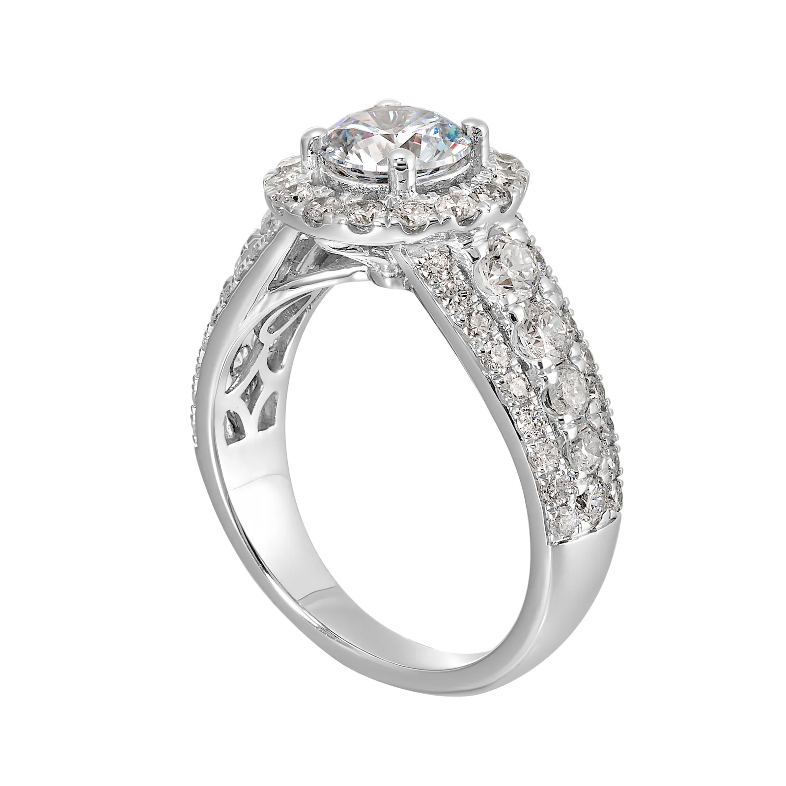 14Kt White Semi Mount 1 1/3Ctw For 1Ctw Round Center view 3